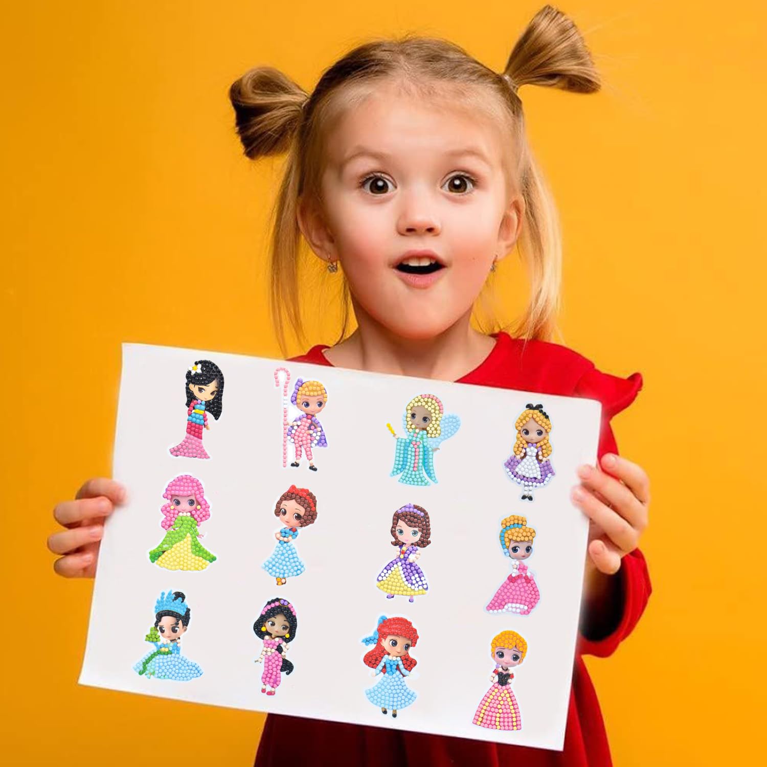 Kit 12 Pitture Diamante 5D Per Bambini - Adesivi Principesse E Cartoni DIY - Foto 12