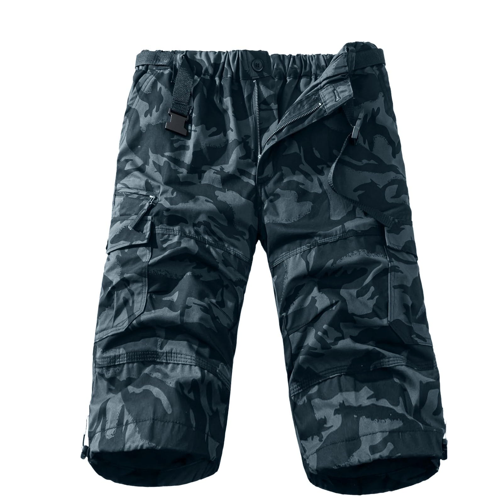 MJGkhiy Bermuda de Travail Homme été Pantacourt 3/4 Cargo Short Coton Décontracté Pantalon de Travail Court avec Multi-Poches Sport Shorts et Bermudas Long de Loisir avec Ceinture Grande Taille