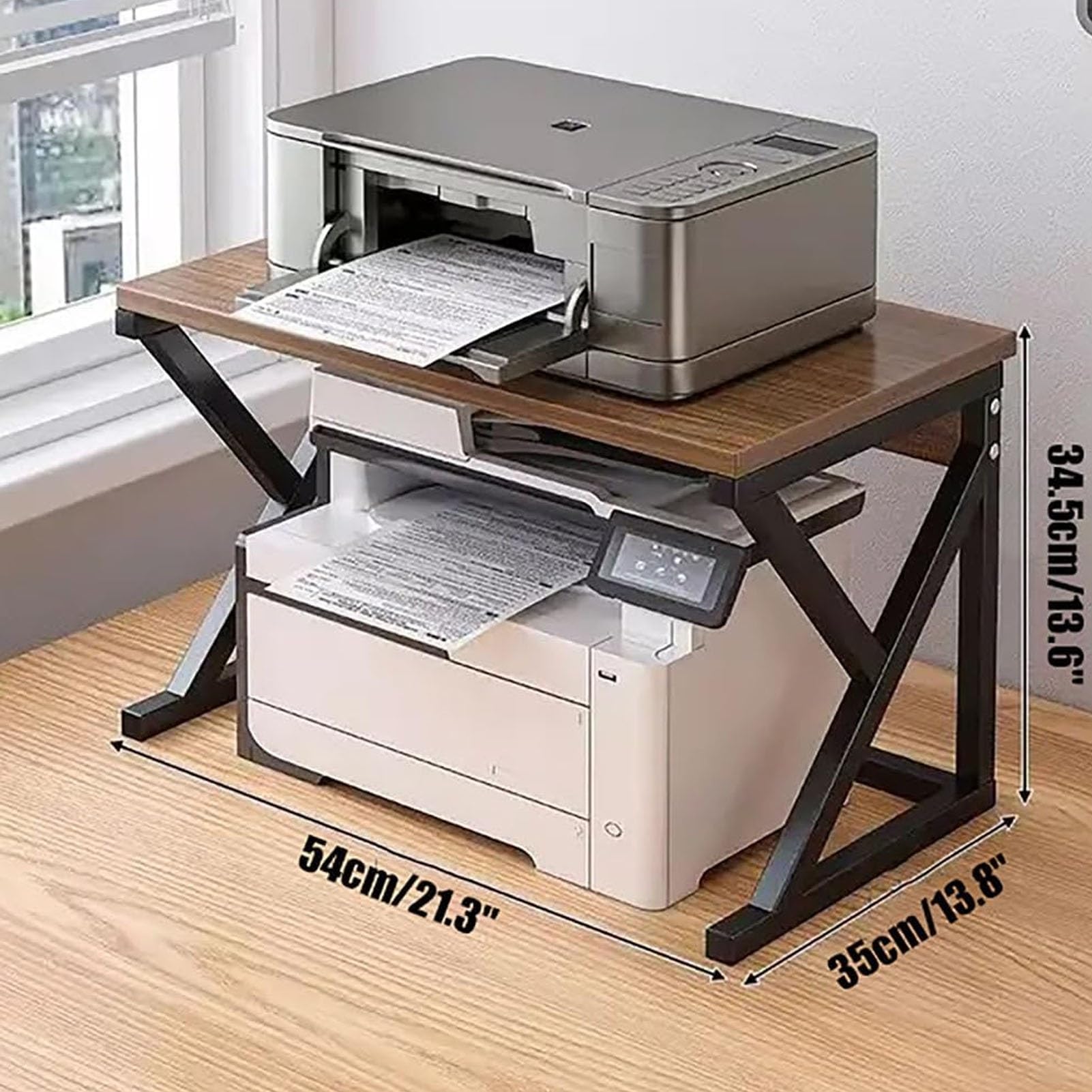 Soporte multifuncional para impresora, estante de pie con estante de almacenamiento para suministros de oficina, escáner, fax, libro de archivos, organizador compacto de escritorio