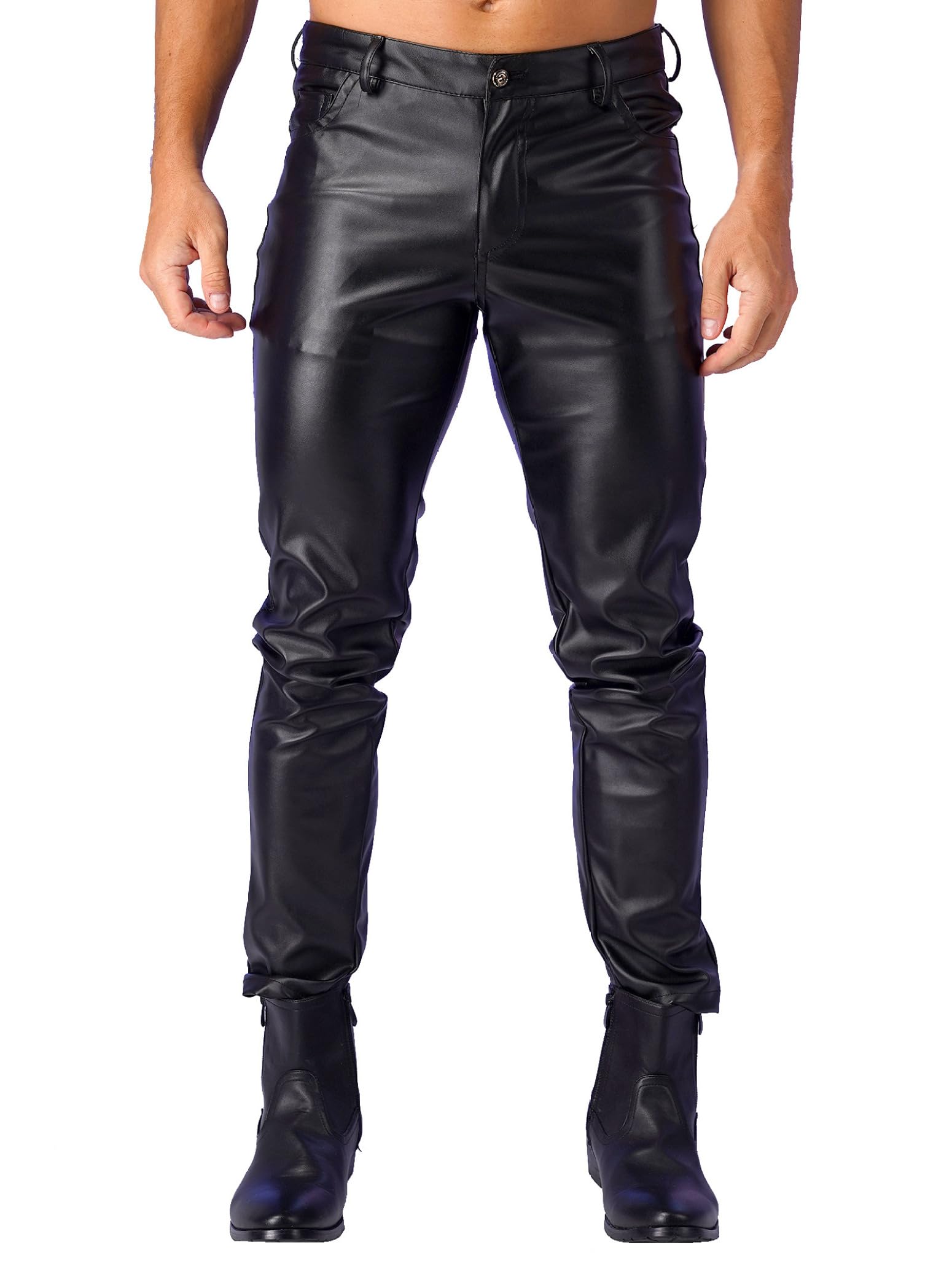 Loloda Mens Wet Look Patent Leather Tights Legging Pants