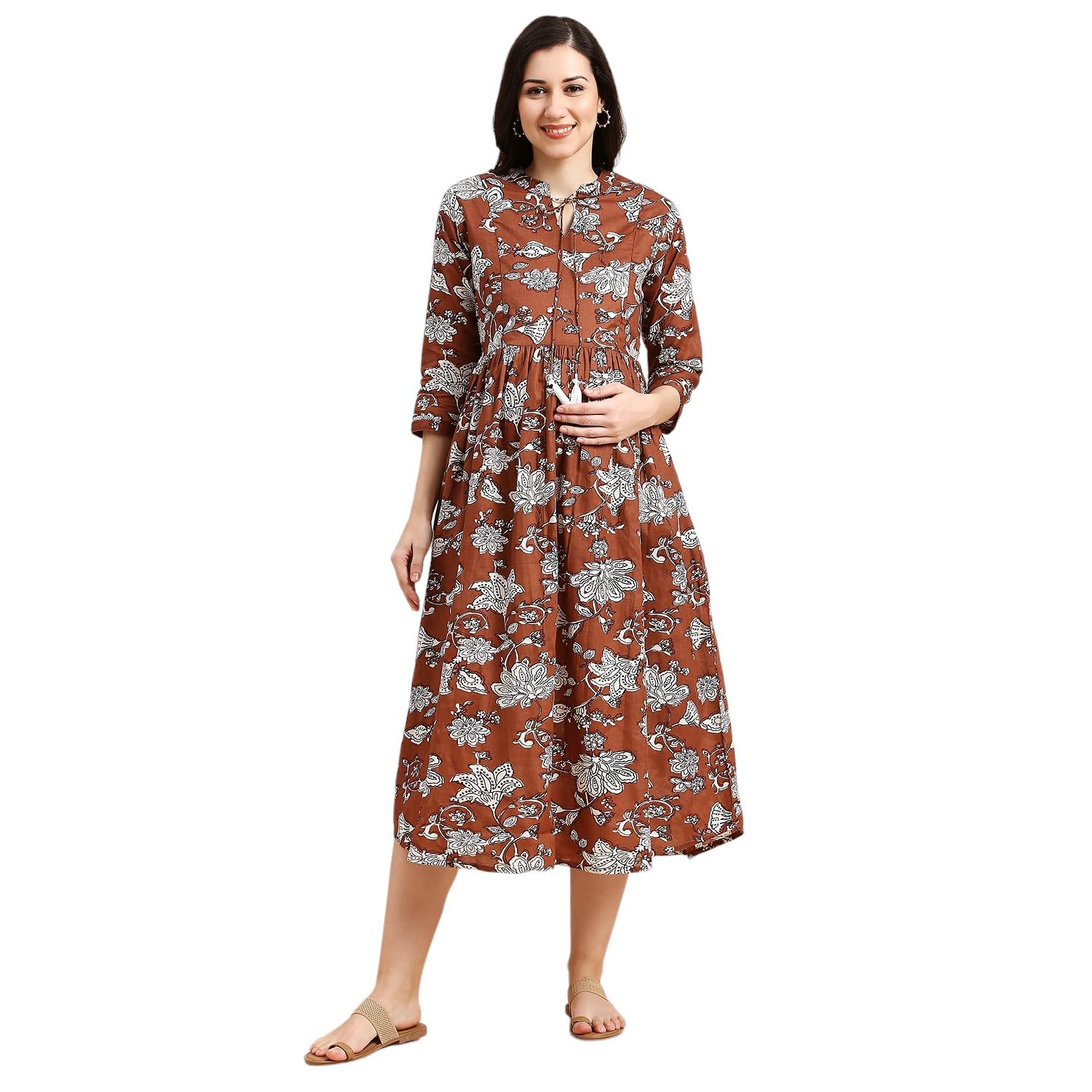 momtobe Women's Fit and Flare Calf Length Dress-picture-22
