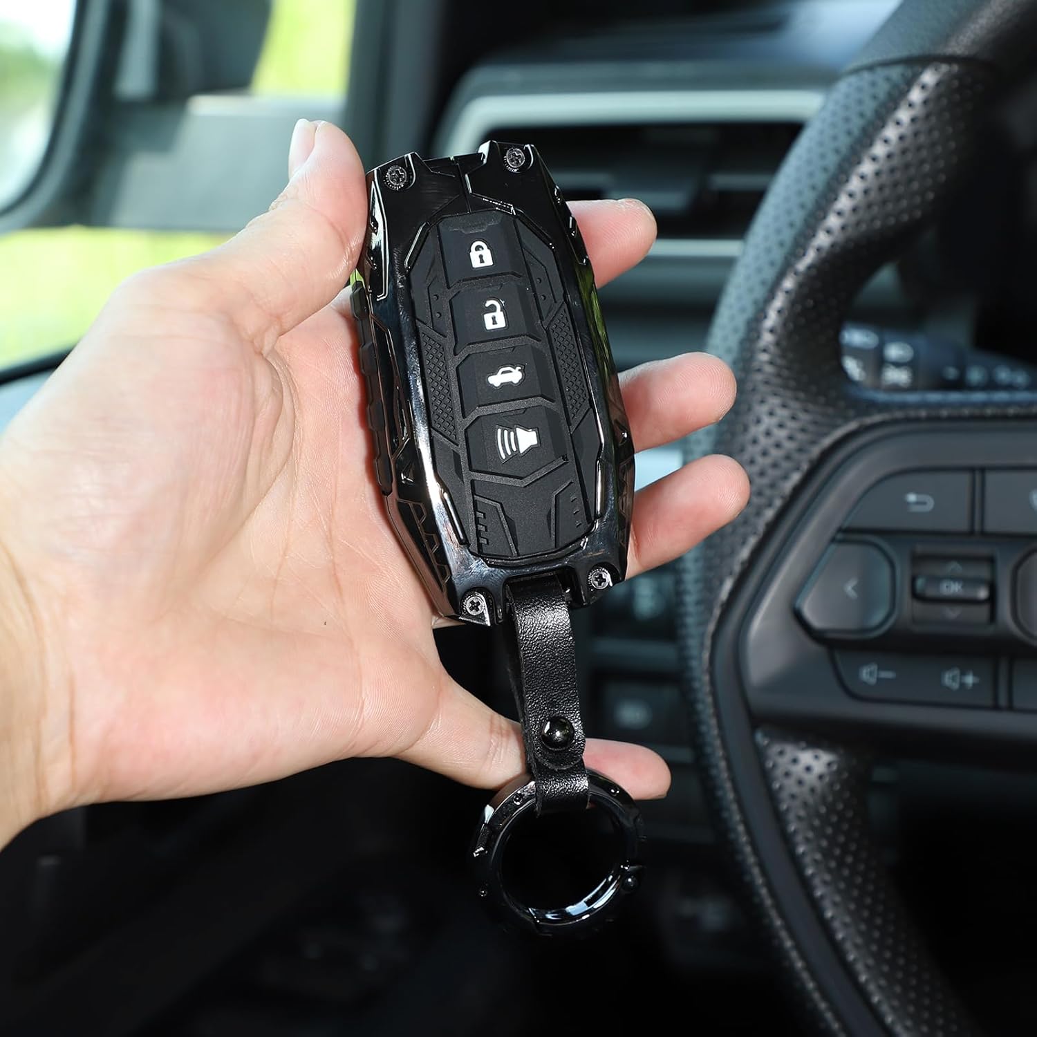 Car Key Fob Case Cover Compatible with Toyota Tacoma 2024 2025 2026, Key Fob Remote Cover Shell Car Key Protection (Black)