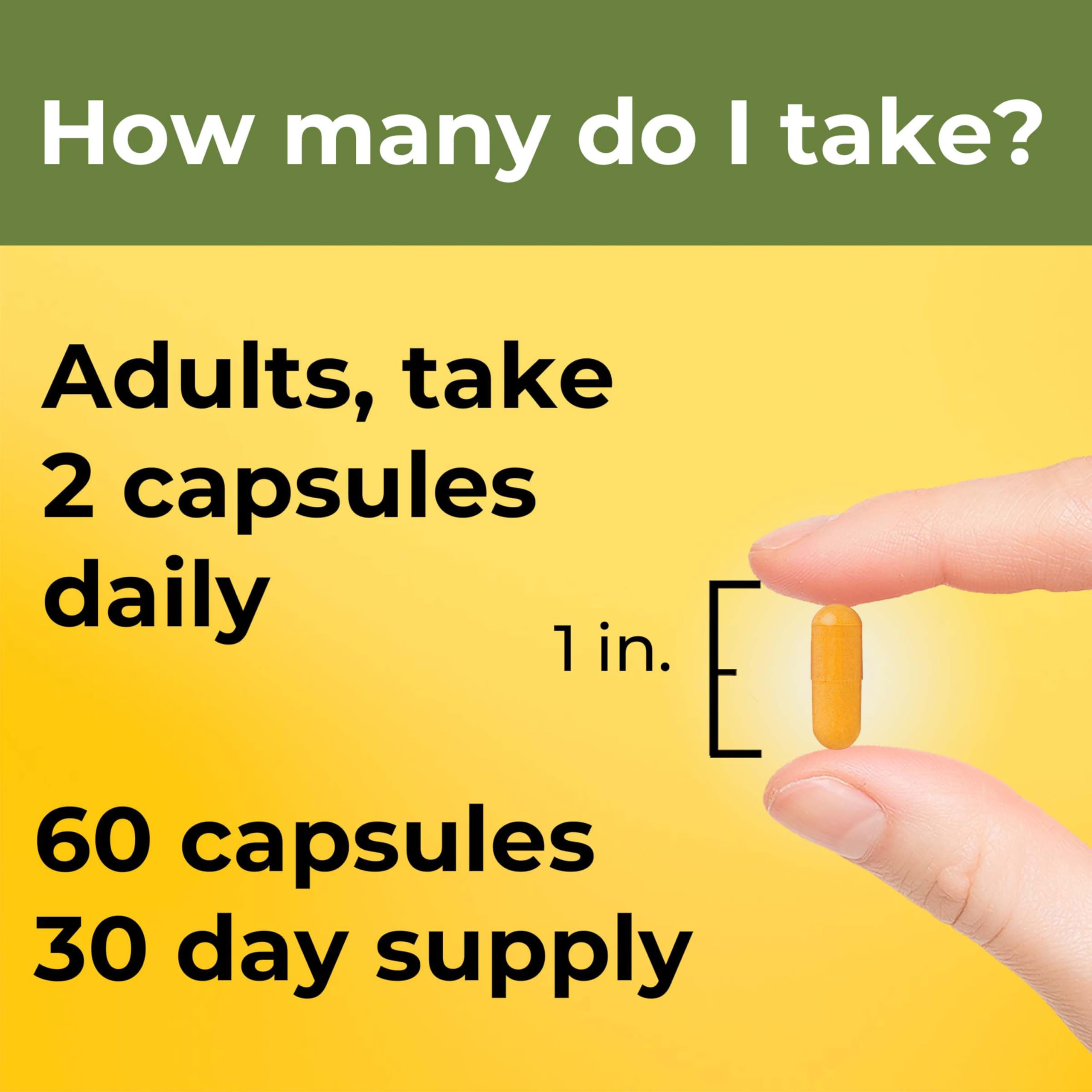 Nature Made Extra Strength Turmeric Curcumin with Black Pepper, 1000mg Turmeric Extract per serving (Standardized to 95% Curcuminoids), Supports Healthy Inflammation Response, 60 Vegetarian Capsules