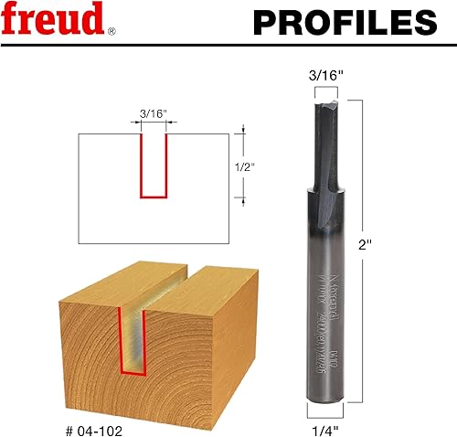Miniatura 3 de Freud 04-102 Broca recta de doble flauta de 316" (diámetro) con vástago de 14", altura de carburo de 12"
