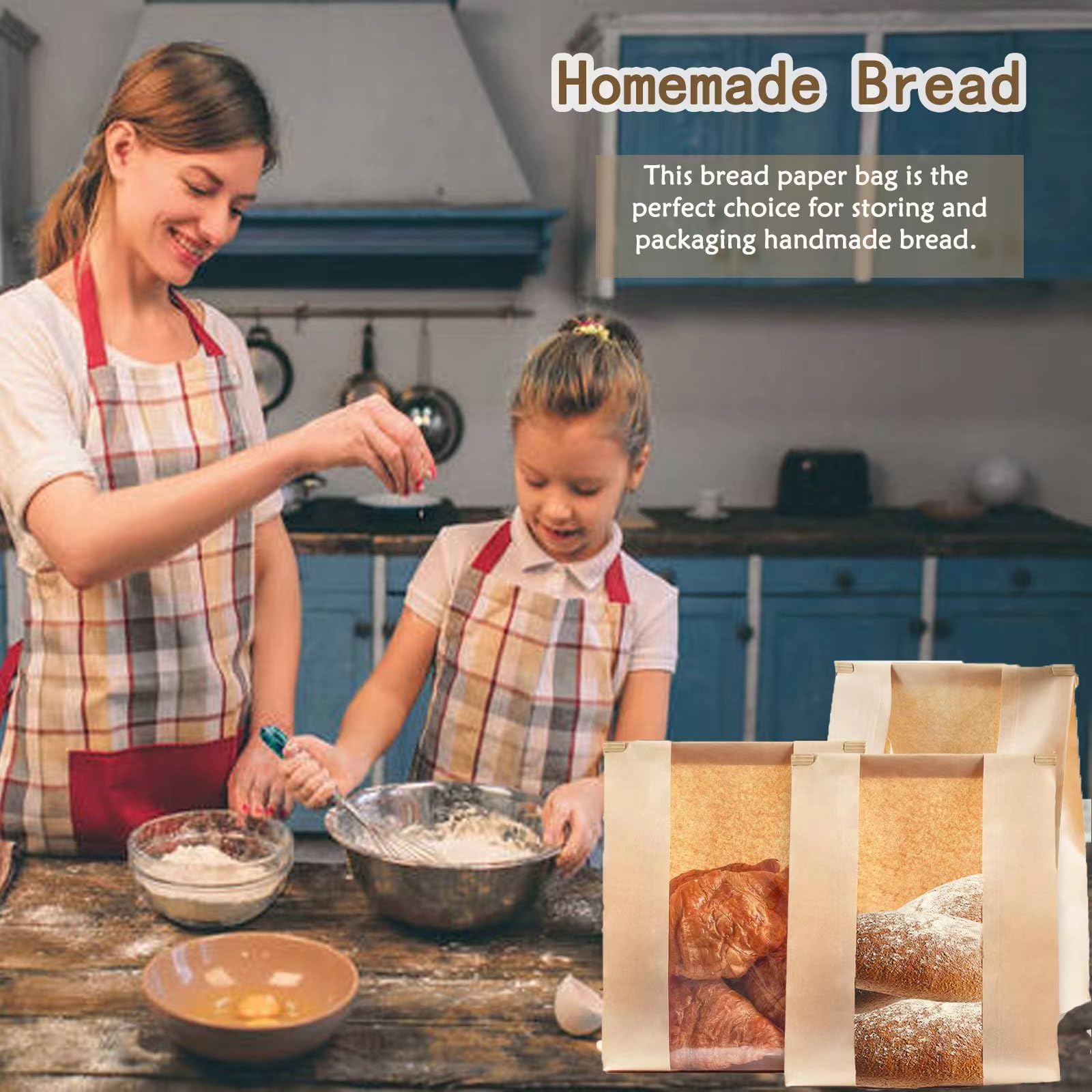 100 bolsas de papel para pan casero, bolsas de pan de masa madre para pan casero, bolsas de pan de masa madre para pan casero, bolsas de pan de almacenamiento de masa madre con ventana para pan,