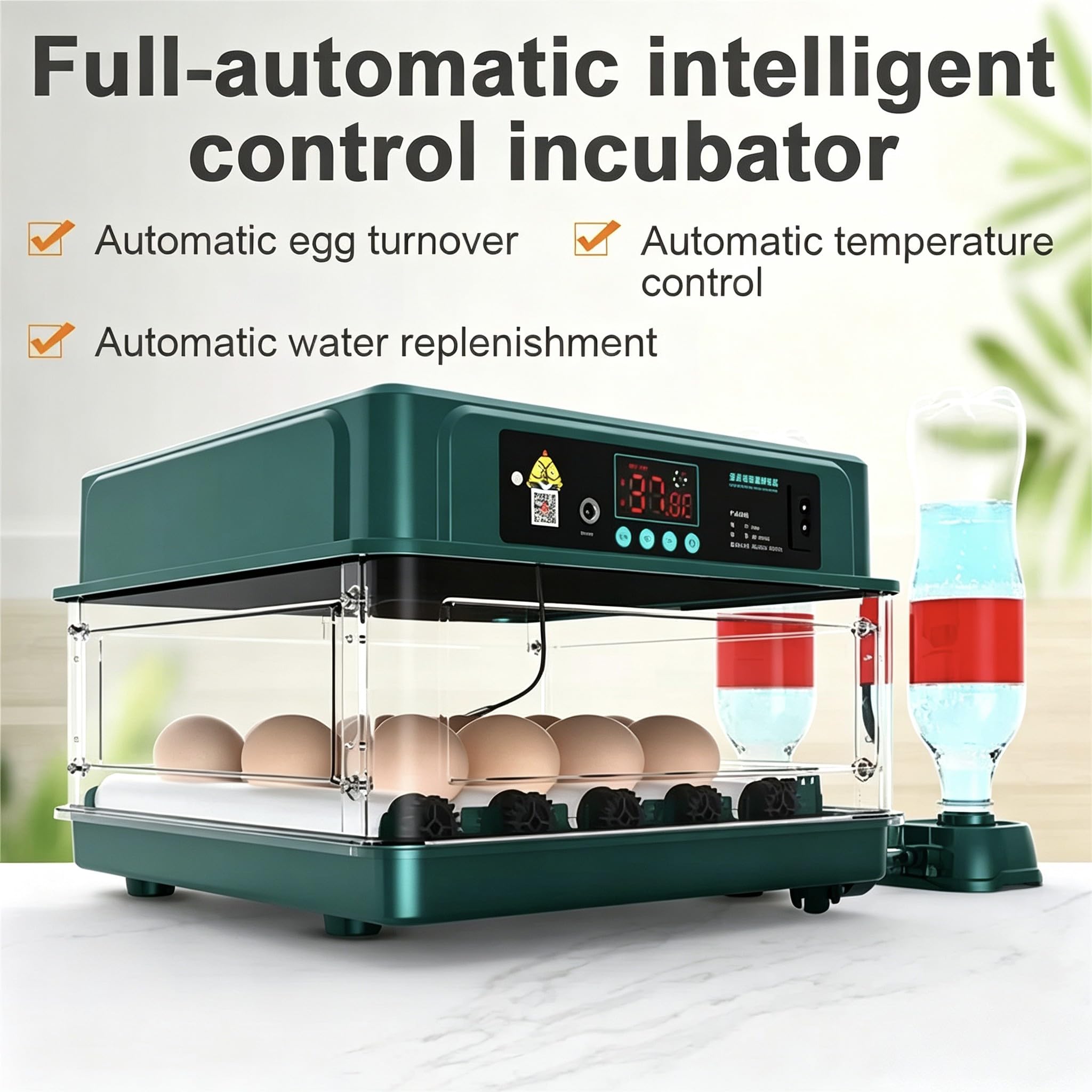 Incubadora totalmente automática de 10-36 huevos, incubadora de gallinas con giro automático de huevos, control de temperatura y humedad, para incubar pollos, patos, gansos, codornices (10 huevos)