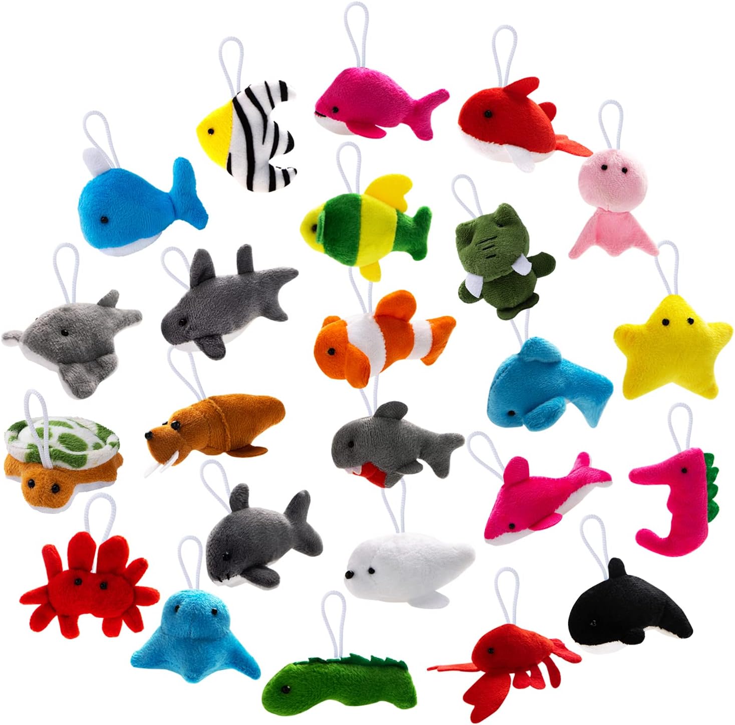 JOYIN 24 Pcs Prefilled Easter Eggs with Sea Animal Plush Toy Set, Mini Ocean Toys Creatures Stuffed Keychain for Kids Egg Hunt, Easter Basket Stuffers, Party Favor