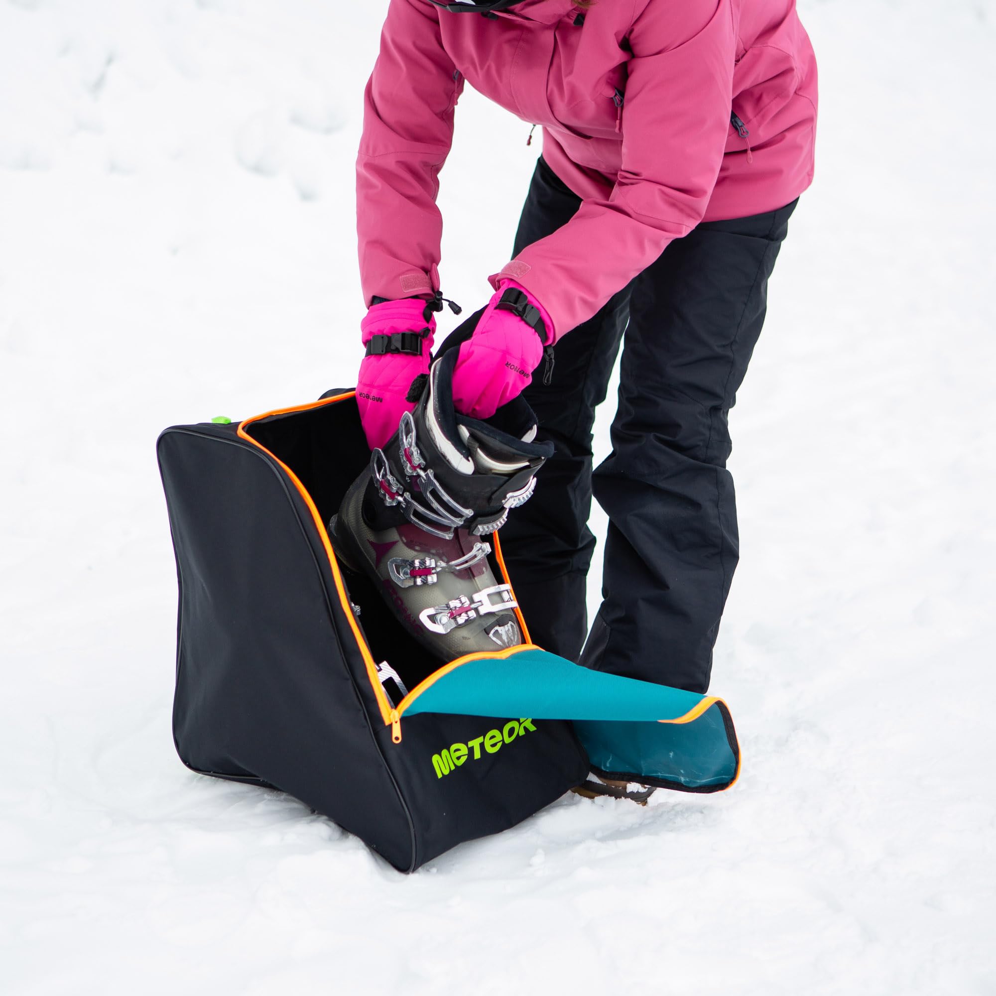 Meteor Bolsa para Botas Esqui Mochila con Drenaje Inferior para Zapatos Snowboard Bolsillo para Gafas Tabla Casco Patines