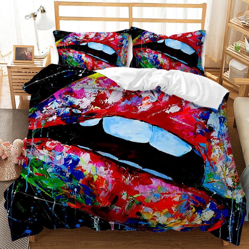 Housse de Couette 140x200 Microfibre 110g/m² avec 2 Taies d'Oreiller Doodle