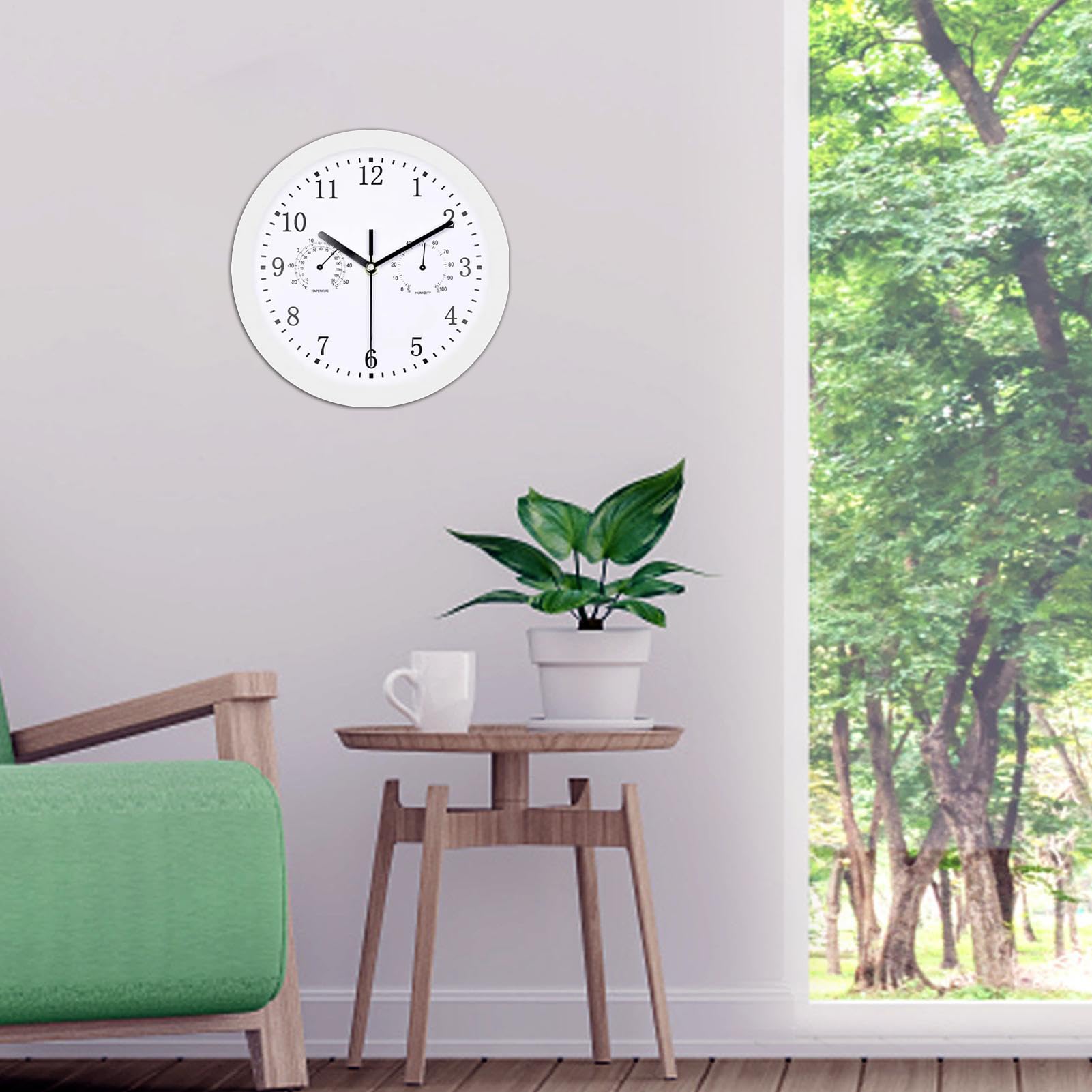 Orologio da patio - orologio da parete da giardino da 10 pollici con igrometro | Orologio impermeabile e silenzioso a batteria non toccante per patio, portico, piscina e balcone, elegante decorazione
