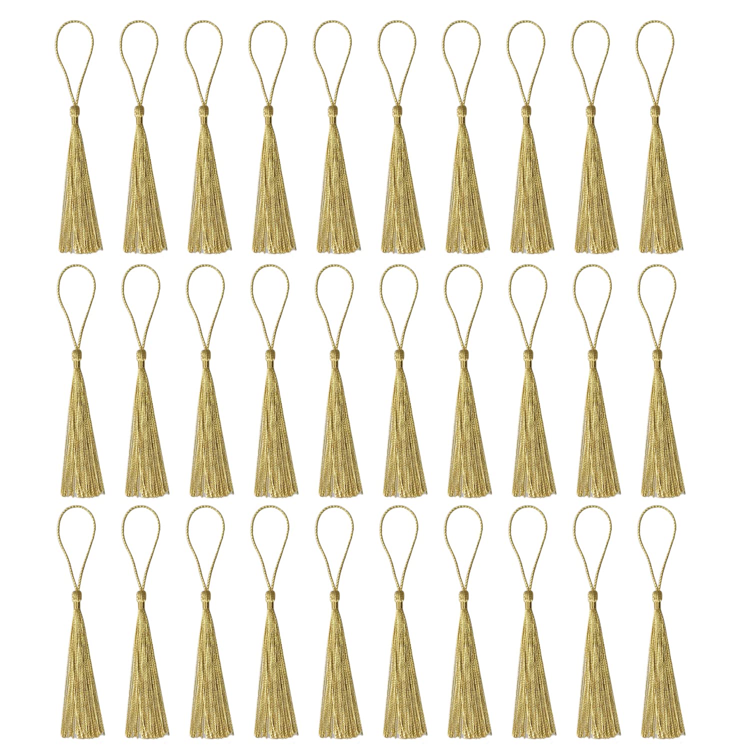 30 PCS Bookmark Tassels, Mini Tassels Silky Tassels for Bookmarks Handmade Bookmark Tassels for Resin DIY Craft Supplies and Home Decor (Soilgold)