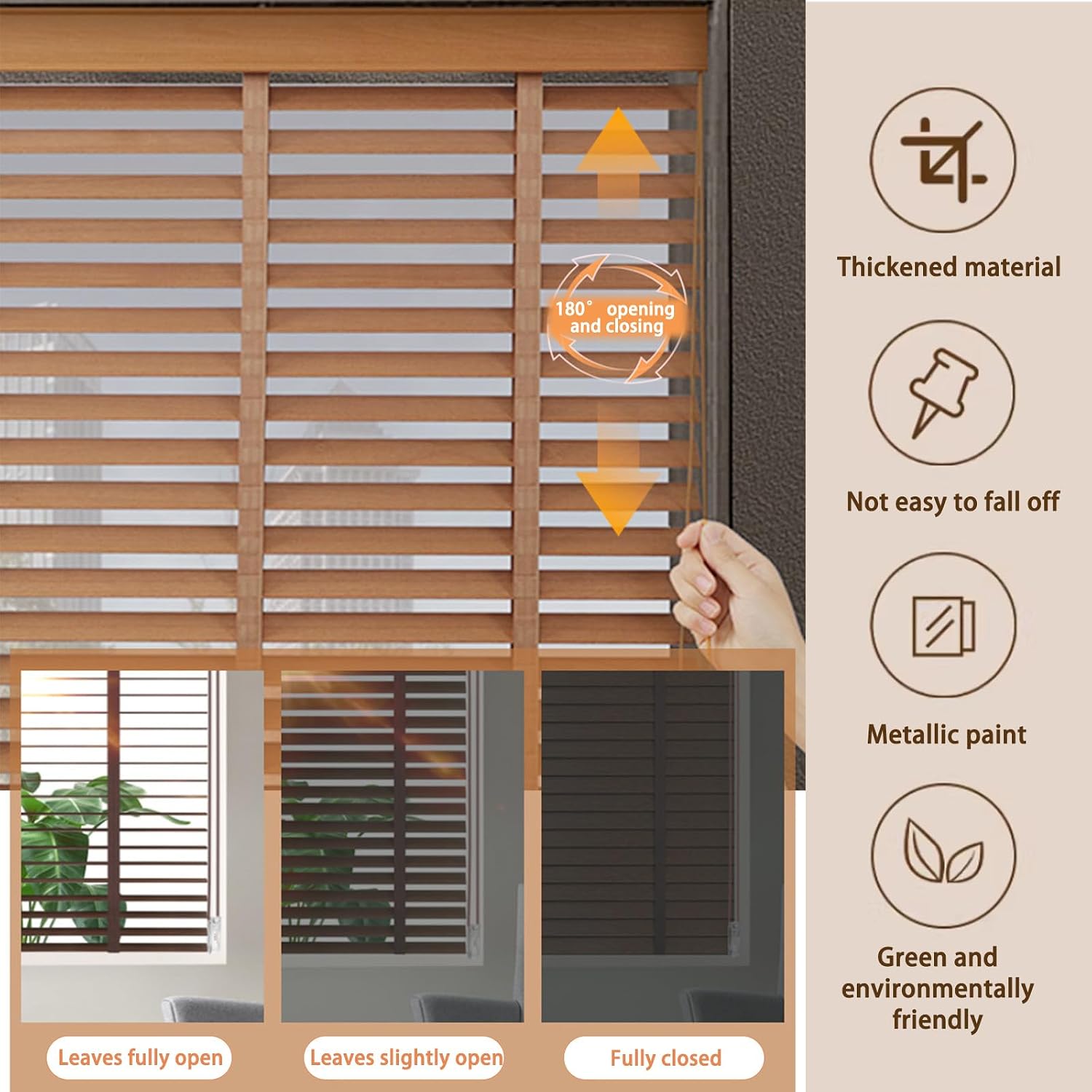 Adjustable Wood Blinds for Indoor Windows - 2" Slat, Horizontal Wooden Blinds & Shades for Home, Office - Light Control & Privacy,70" W x 48“H Walnut Wood