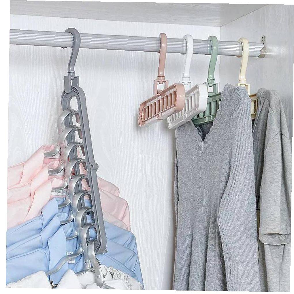 Sanfly White 1Pc Clothes Hanger Organizer Rotate Anti-Skid Folding Hanger With Multifunction Space Saving And Cascading Features With 9 Holes For Drying And Storage(White)