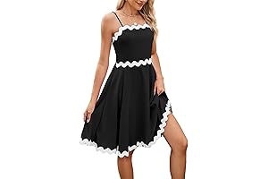 Summer Beach Sundress: Ecowish Women's V-Neck Spaghetti Strap Backless Pleated Mini Dress