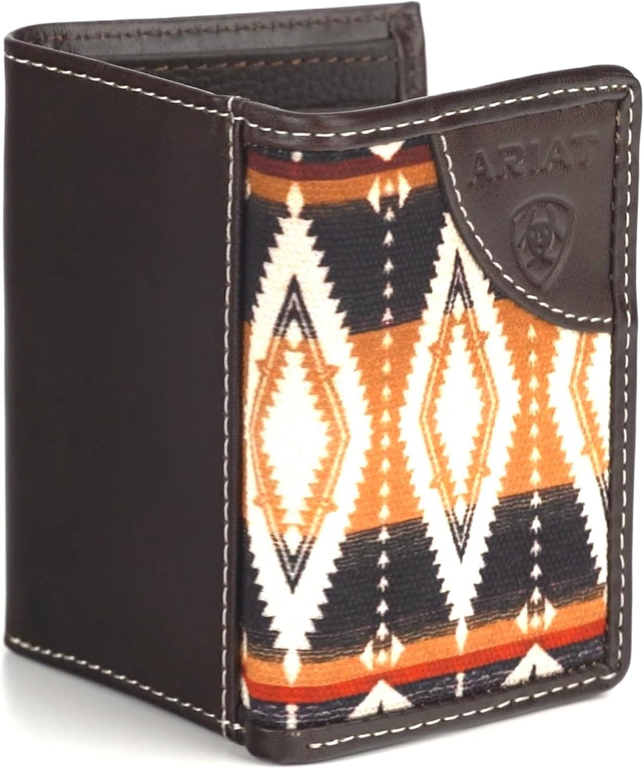 ARIAT Trifold Southwest Fabric Wallet, Brown