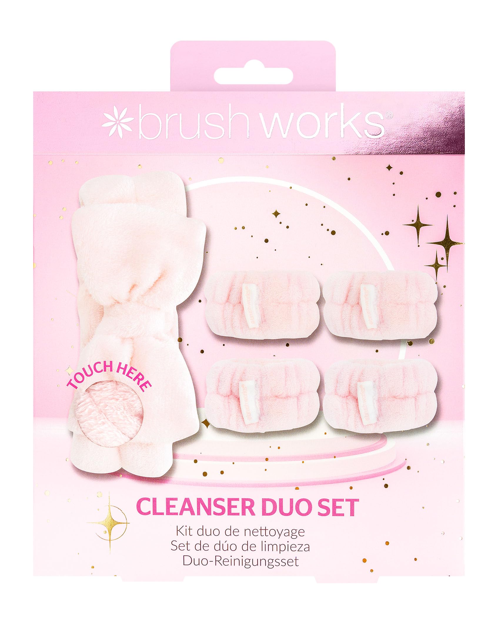 Brushworks Cleanser Duo Set – Ultra-Soft Microfibre Headband & Absorbent Wrist Wash Bands for Easy Cleansing Routines & Mess-Free Skincare