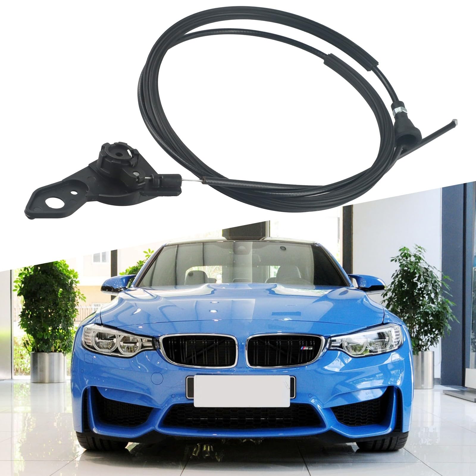 Lecreatekit Cable de liberación de capó para BMW E36 318i 325i 328i para m3 1992-1999, pieza de repuesto OEM 51231960853, cable de pestillo de capó de motor ABS negro