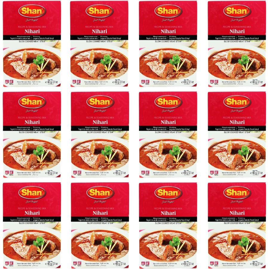 Masala & Powder Bundle with Shan Nihari Masala Recipe & Seasoning Mix 60g - 12 Pack | Slow Cooked Meat Stew, Suitable For Vegetarians.