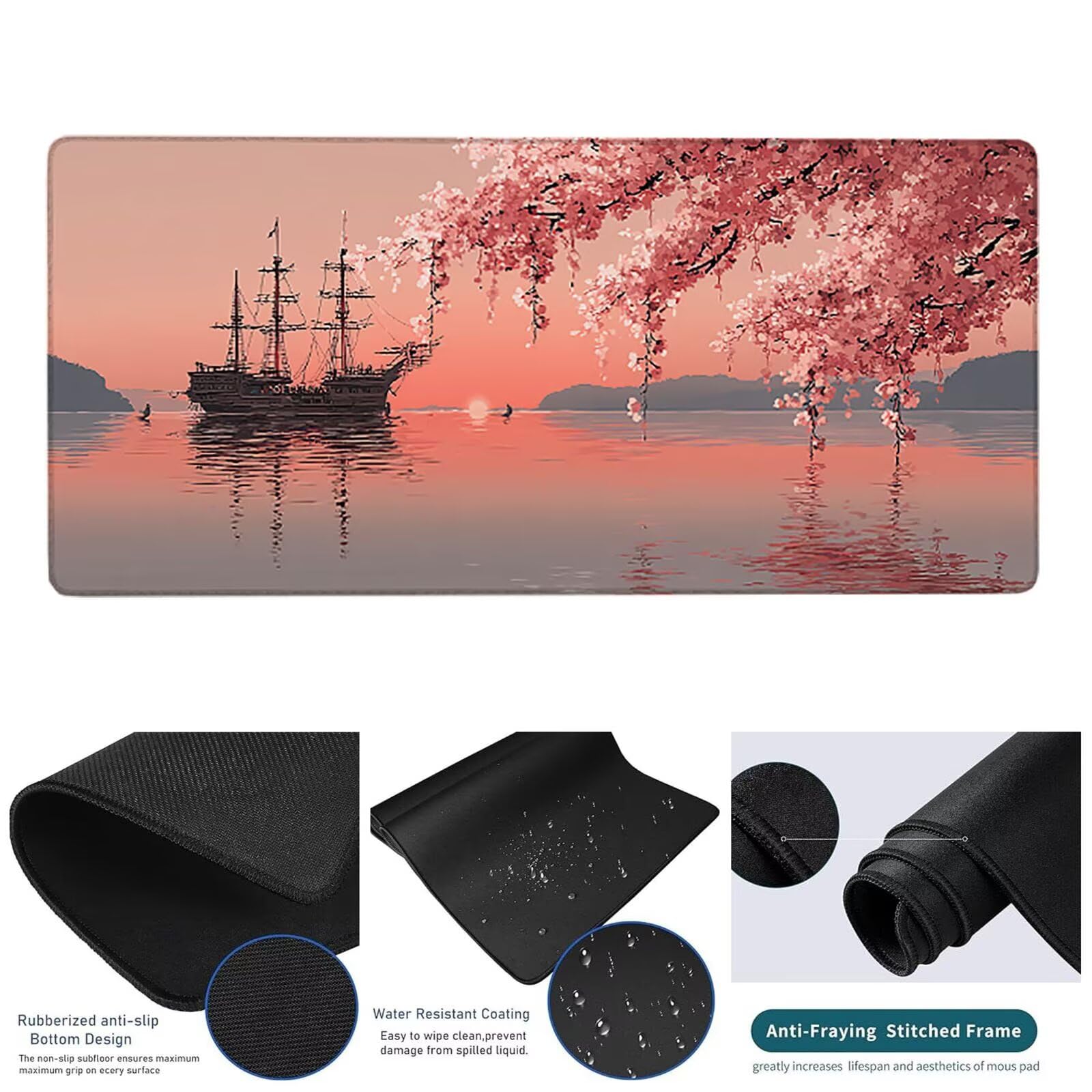 Tappetino Mouse Gaming Rosa Tappetino Mouse XXL 1000x500x3 mm, Fiore Mousepad Accessori Gaming con Bordi Cuciti, Sottomano Scrivania Migliorare la Precisione e la Velocità per Giocatori, Regalo w-3398