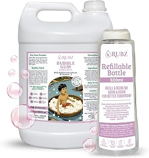 Rubz Bubble Gum Bubble Bath For Bath Tub | Infused With Bubble Gum Extract &amp; Vitamin-E | SLS &amp; Paraben Free | Safe For Kid...