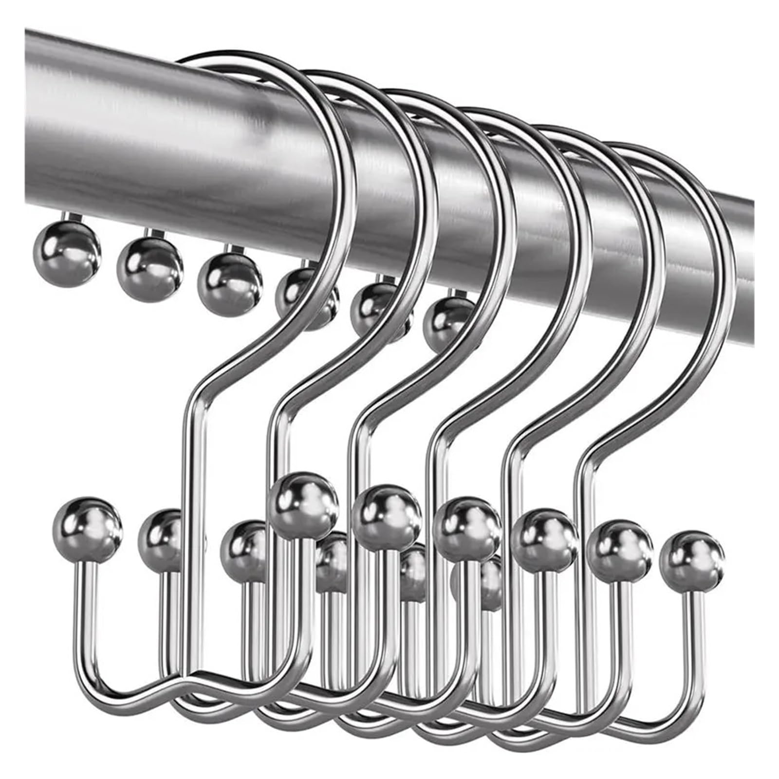 Curtain Hooks Shower Curtain Hooks Rings Double Hook 24 Pcs Hangers For Bathroom Rod