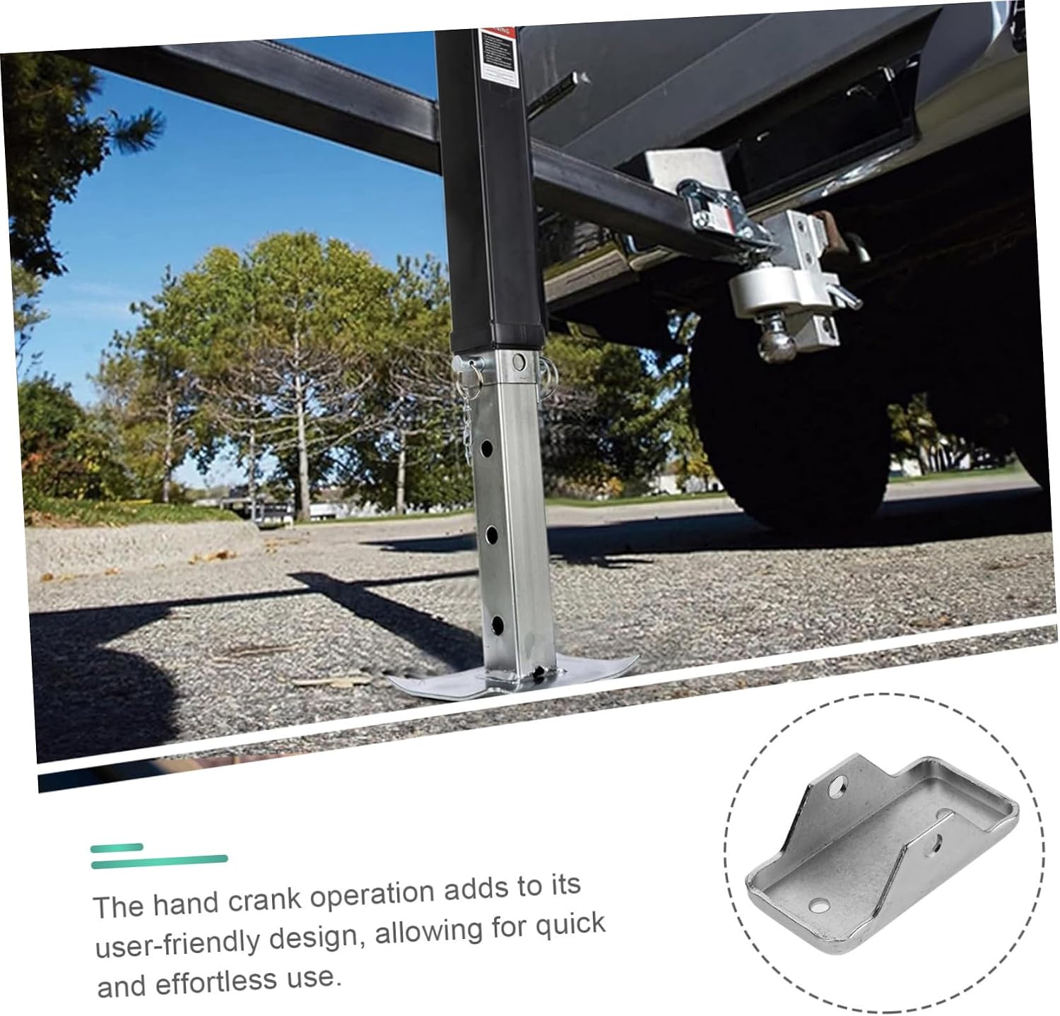 Trailer Jack Foot Plate with Safety Pin and Stabilizer Bracket Set Base for Rv and Travel Trailer Tongue Jack Support for Outdoor Use