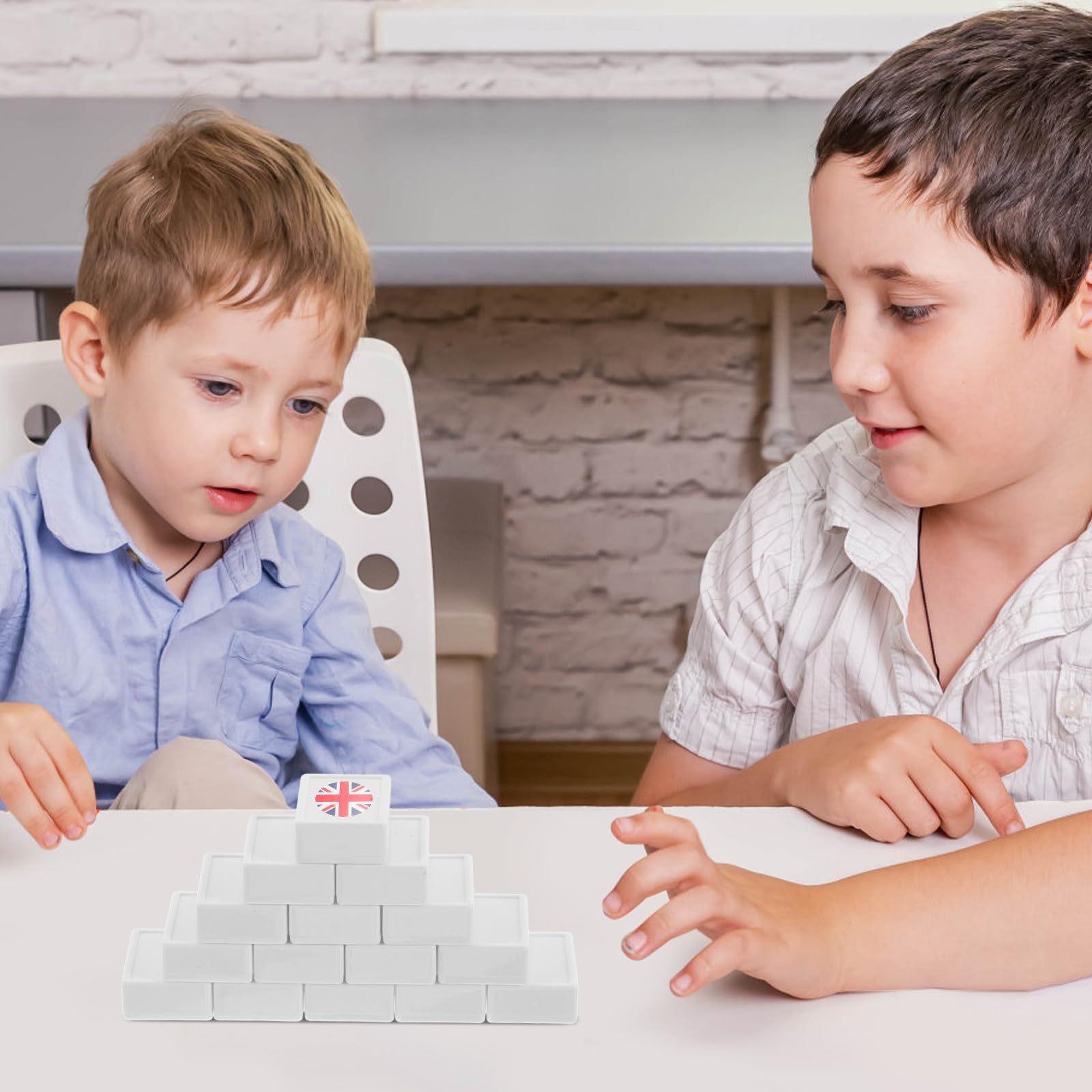 Veemoon Set 65 Pezzi Mahjong Adesivi Bandiere Nazionali, Piastrelle in Plastica Resistenti, Gioco da Tavolo Semplificato per Famiglie e Viaggi, Apprendimento Culturale e Intrattenimento