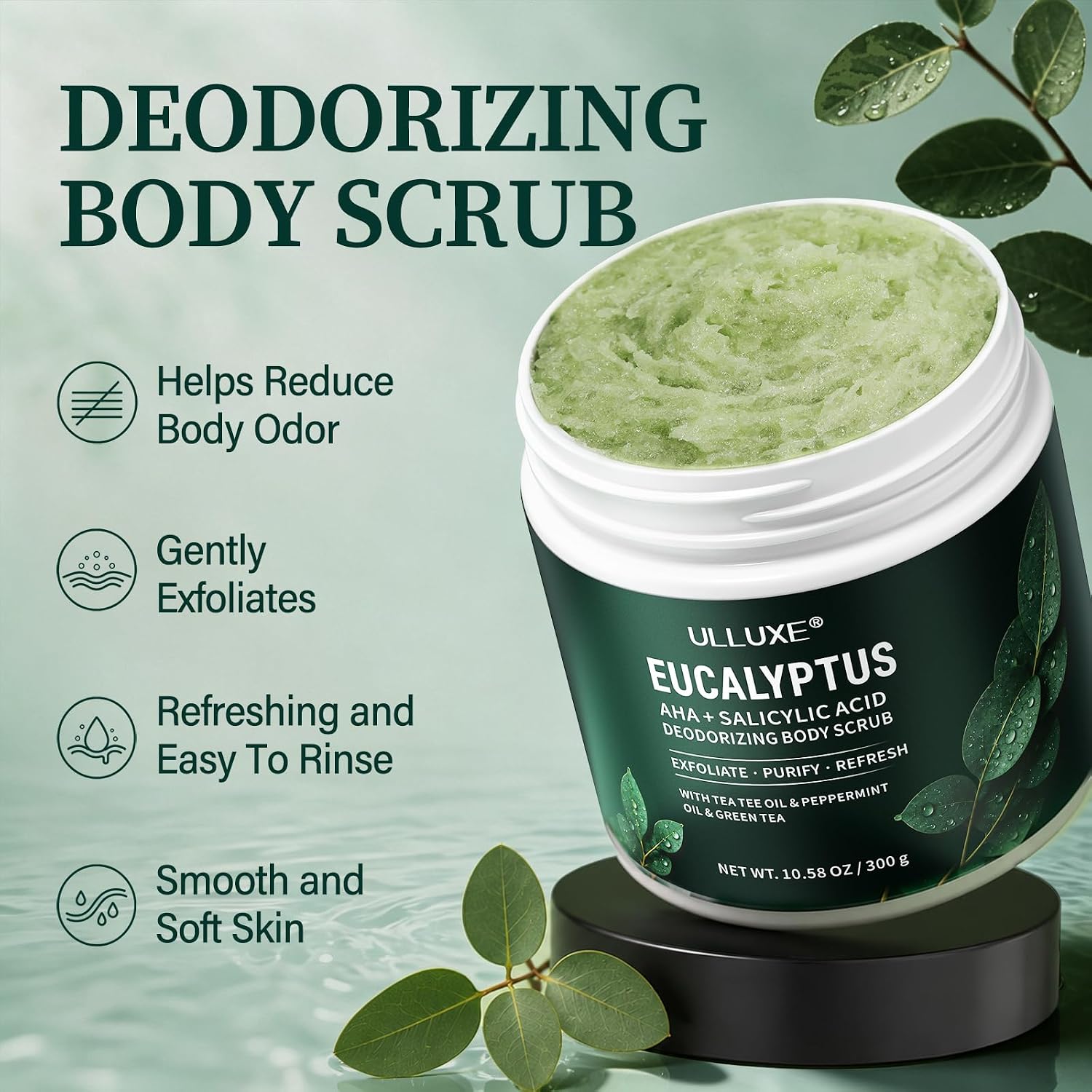 Eucalyptus Exfoliating Body Scrub with AHA & Salicylic Acid for Odor Care