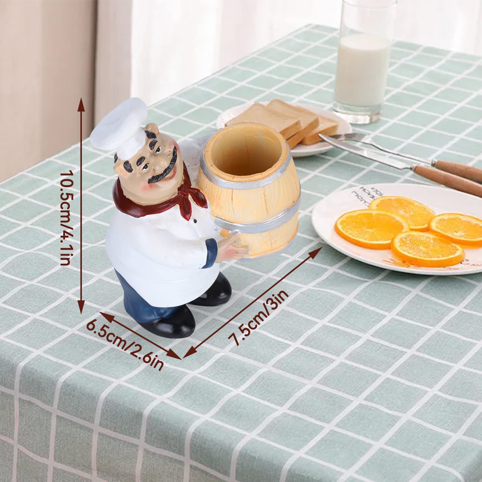 Agatige Toothpick Holder, Chef Statue Toothpick Dispenser Nordic Figurine Toothpick Case Resin Toothpick Container Fat Chef Kitchen Decor for Travel Farmhouse Home Resturant Decoration, 3x4.1inch