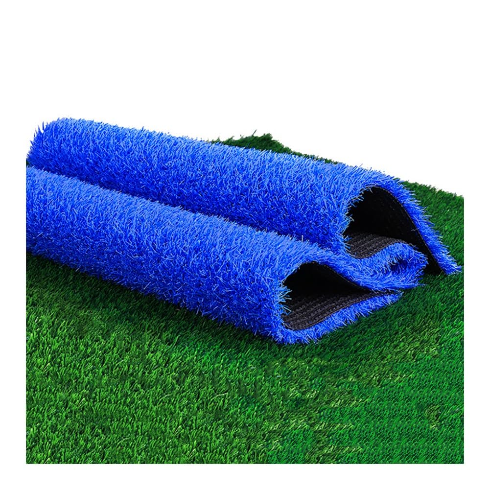 pujindu Artificial Grass Turf, Outdoor Garden Carpet with Drain Holes, Pets Reversible Mats for Garden School Décor (Color : Blue, Size : 19.6x31.4in)