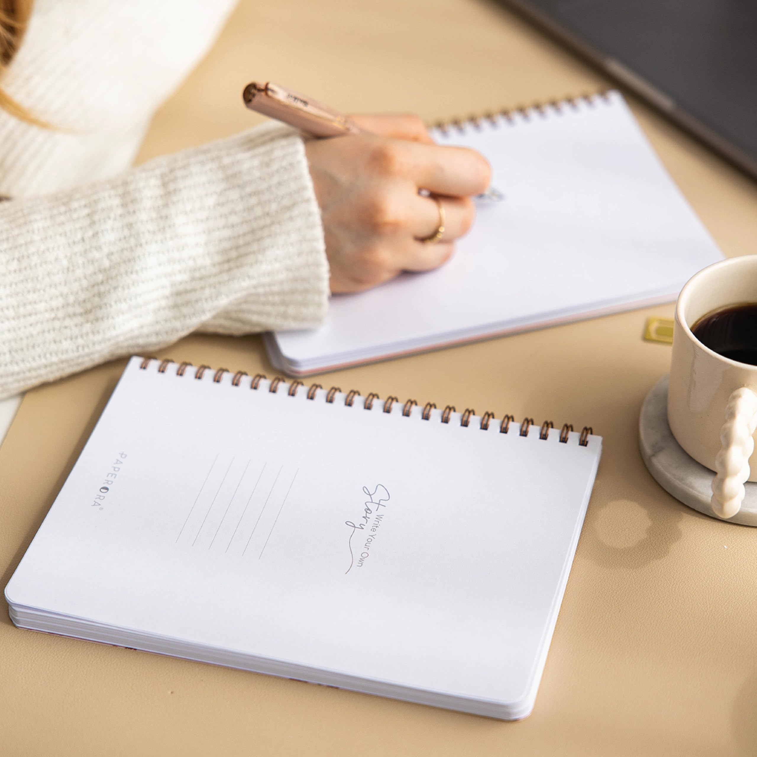PAPERORA A5 Spiralli Karton Kapak 2’li Set Düz Çizgisiz Okul Defteri 80 yaprak, Ders Programlı Kiraz