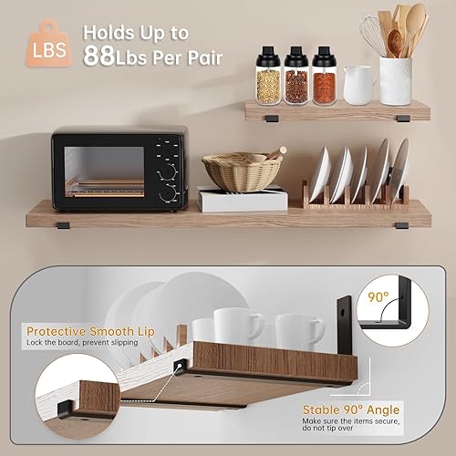 Miniatura 4 de Butizone - Soporte de estante de 4 unidades, soporte en J de metal resistente con borde para estantería abierta de bricolaje, estante de pared