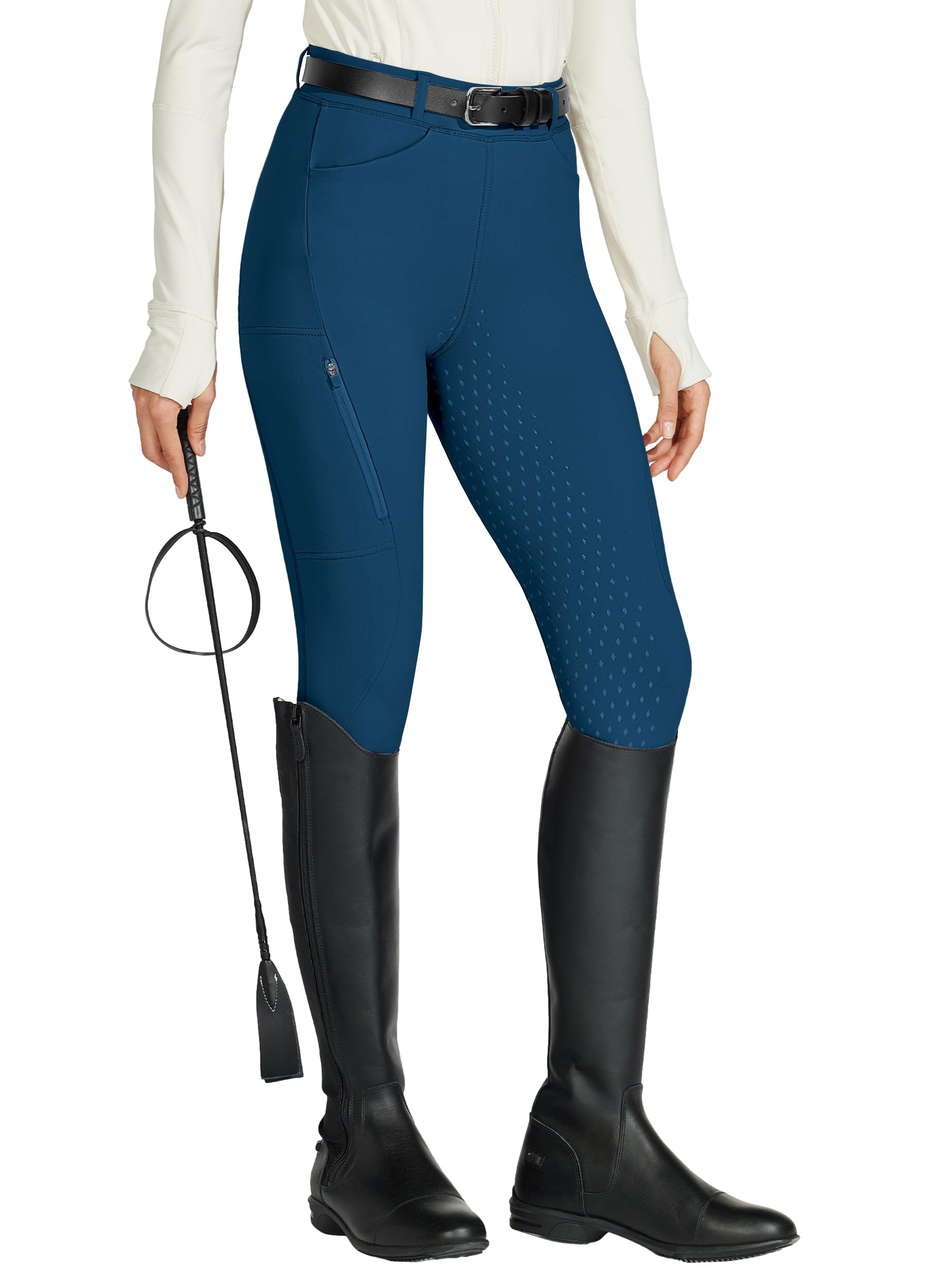 Willit Pantalones de equitación para Mujer, con Asiento Completo, de Silicona, con Bolsillo con Cremallera, Azul eléctrico, Small