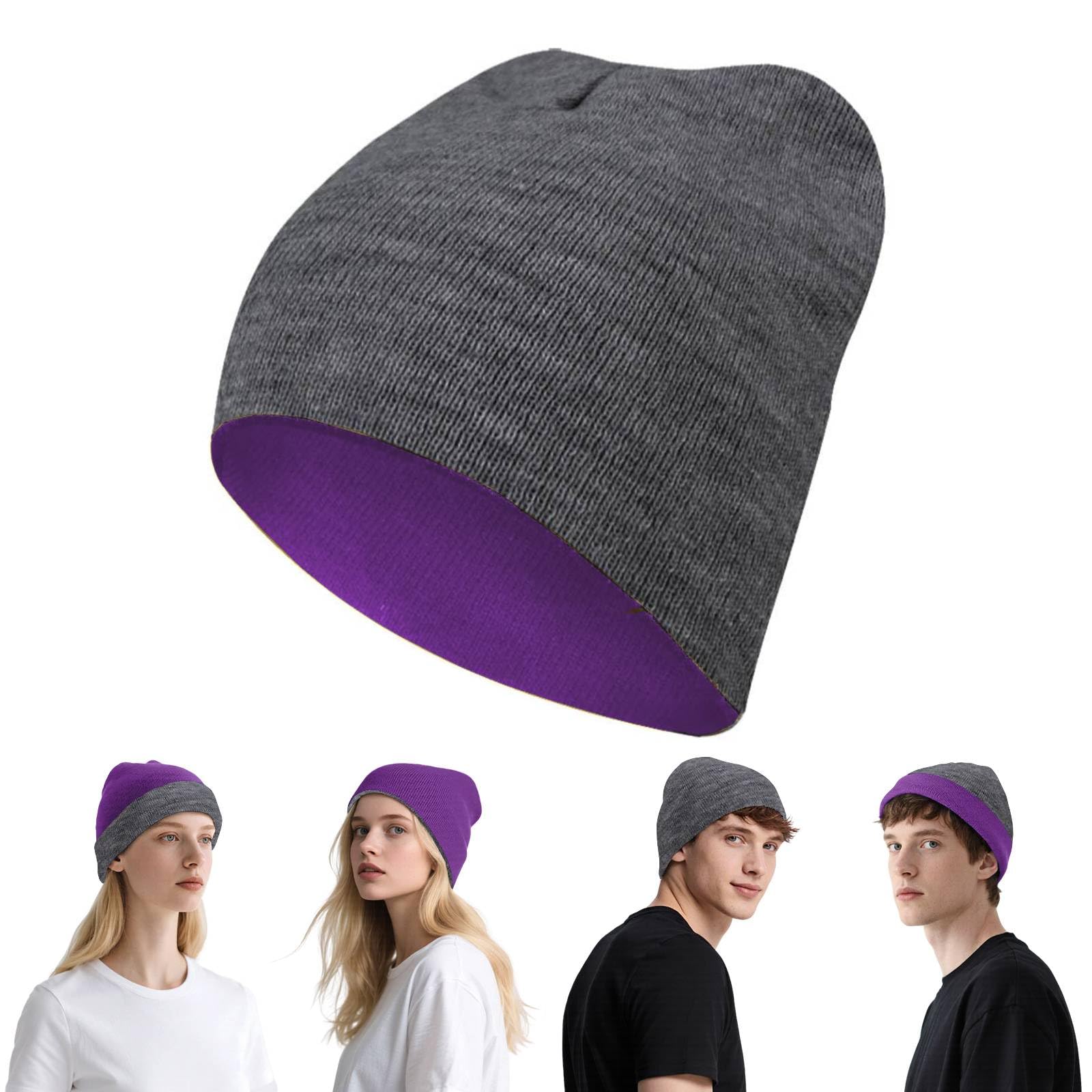 ZOORON Reversible Skull Caps for Men Women Reversible Beanie with -Double Side Warm Winter Fisherman Beanie