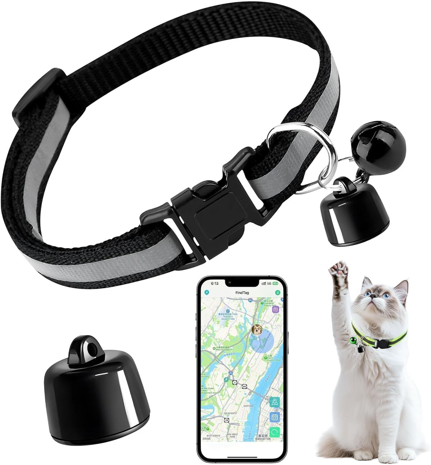 Mini Pet Tracker for Cats and Dogs, Smart GPS Cat Tracker