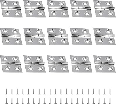 15 Pcs Stainless Steel Folding Hinges 0.98 Inch Cabinet Hinges, Rustproof Small Door Hinges, Reinforced Design for Cabinets, Foldable Tables, Toolboxes, Outdoor Furniture
