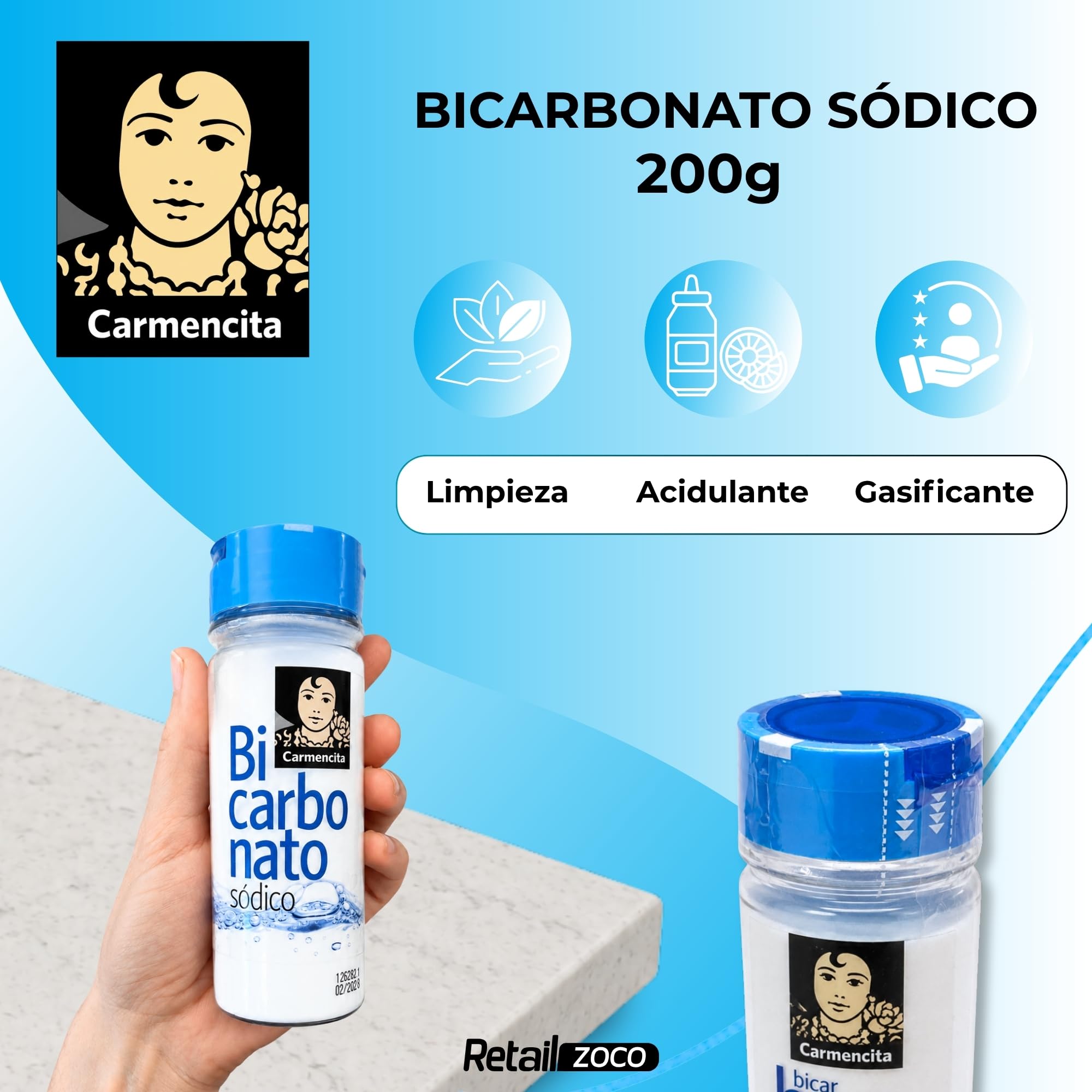 Bicarbonato de sodio alimenticio 200 g x 2 unidades