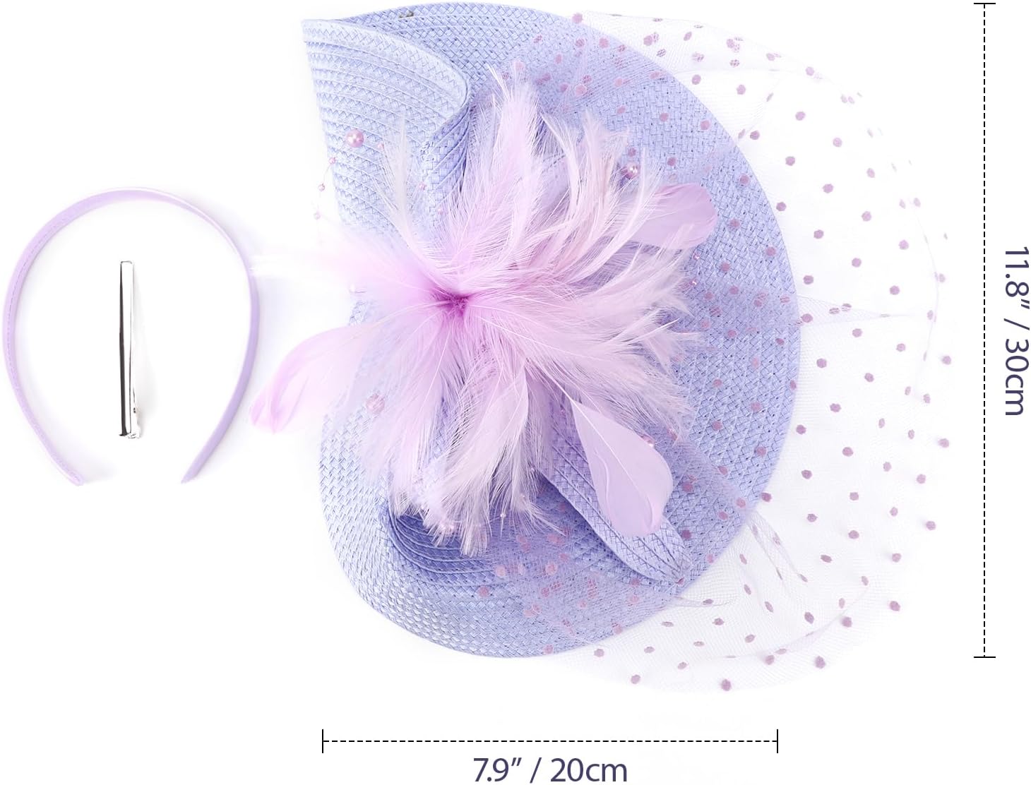 DRESHOW Fascinators Hat Flower Mesh Feathers Hat with a Headband and a Clip 7.9" Tea Party Headwear for Women - Image 4