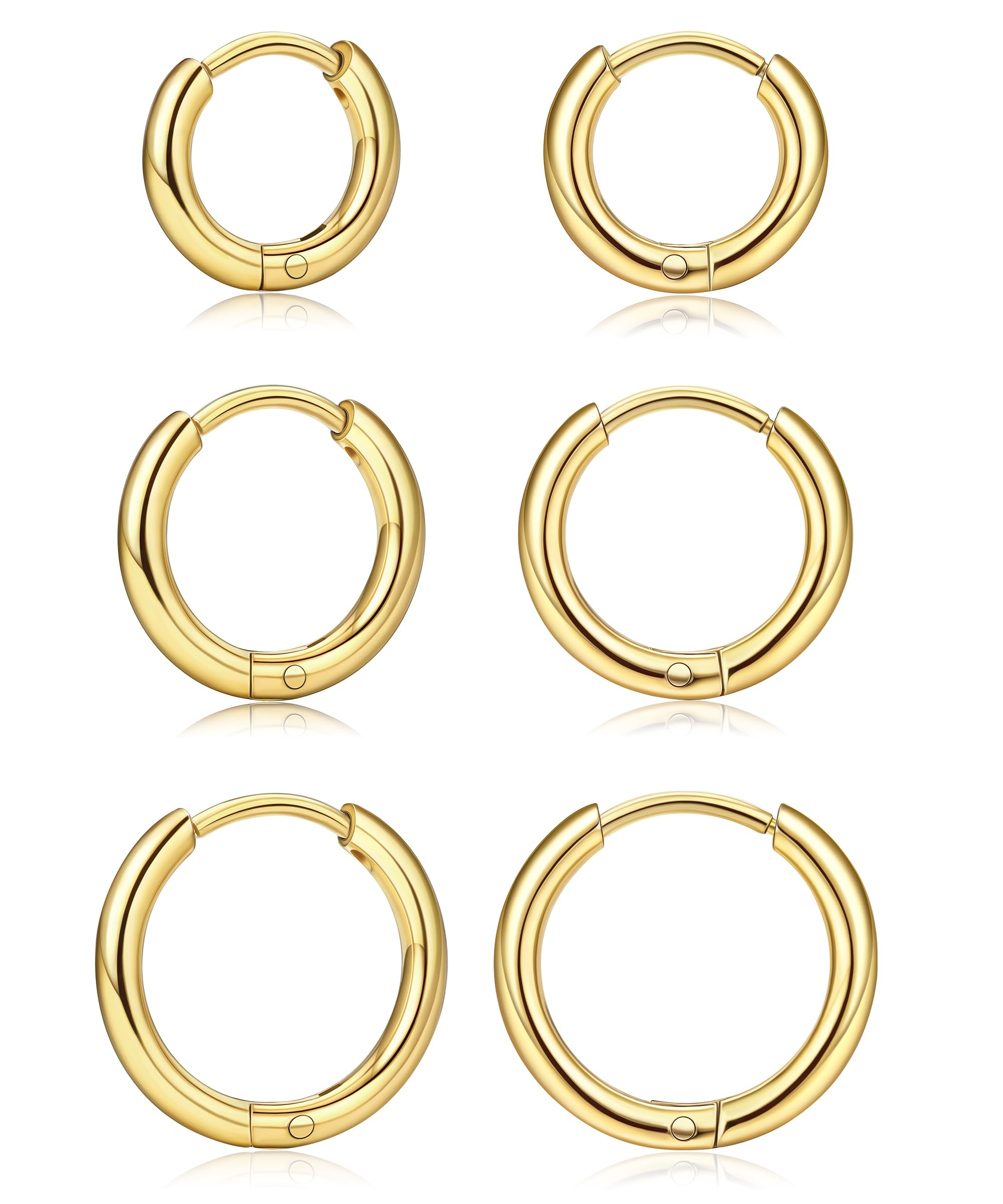 KRFYPendientes de Oro Plateado de Acero Inoxidable para Mujer Pendientes de Aro Pendientes Set de Durmientes de Circonita Hipoalergénica Huggie Helix Piercing Oreja Sleeper Pendientes Set de Mujer