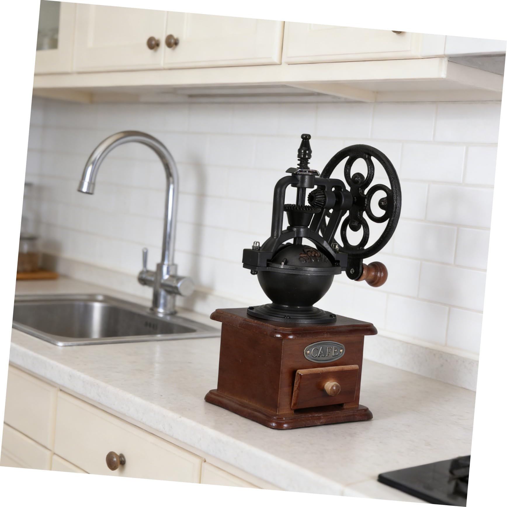 LABRIMP Molinillo de Café Manual Vintage Pequeño para Granos de Café Muelas Cerámicas, Portátil y Desmontable, Adecuado para Espresso y Uso en Cocina o Viajes