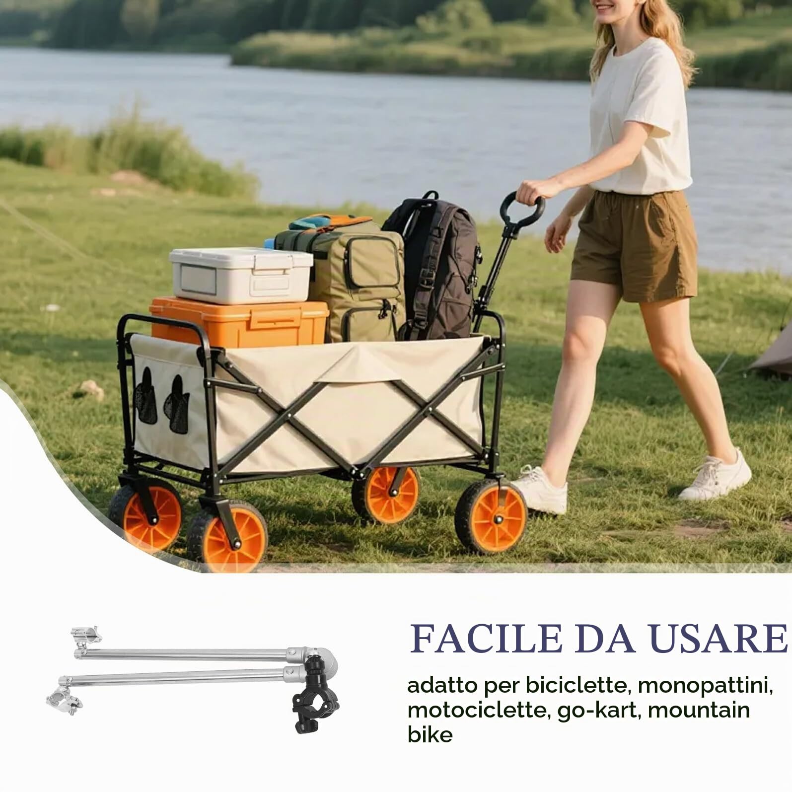 Connettore Rimorchio per Bici in Lega di Alluminio Argento con Design Retrattile e Connessione Rapida, Compatibile con Carrelli da Giardino e Go-Kart per Sport e Campeggio