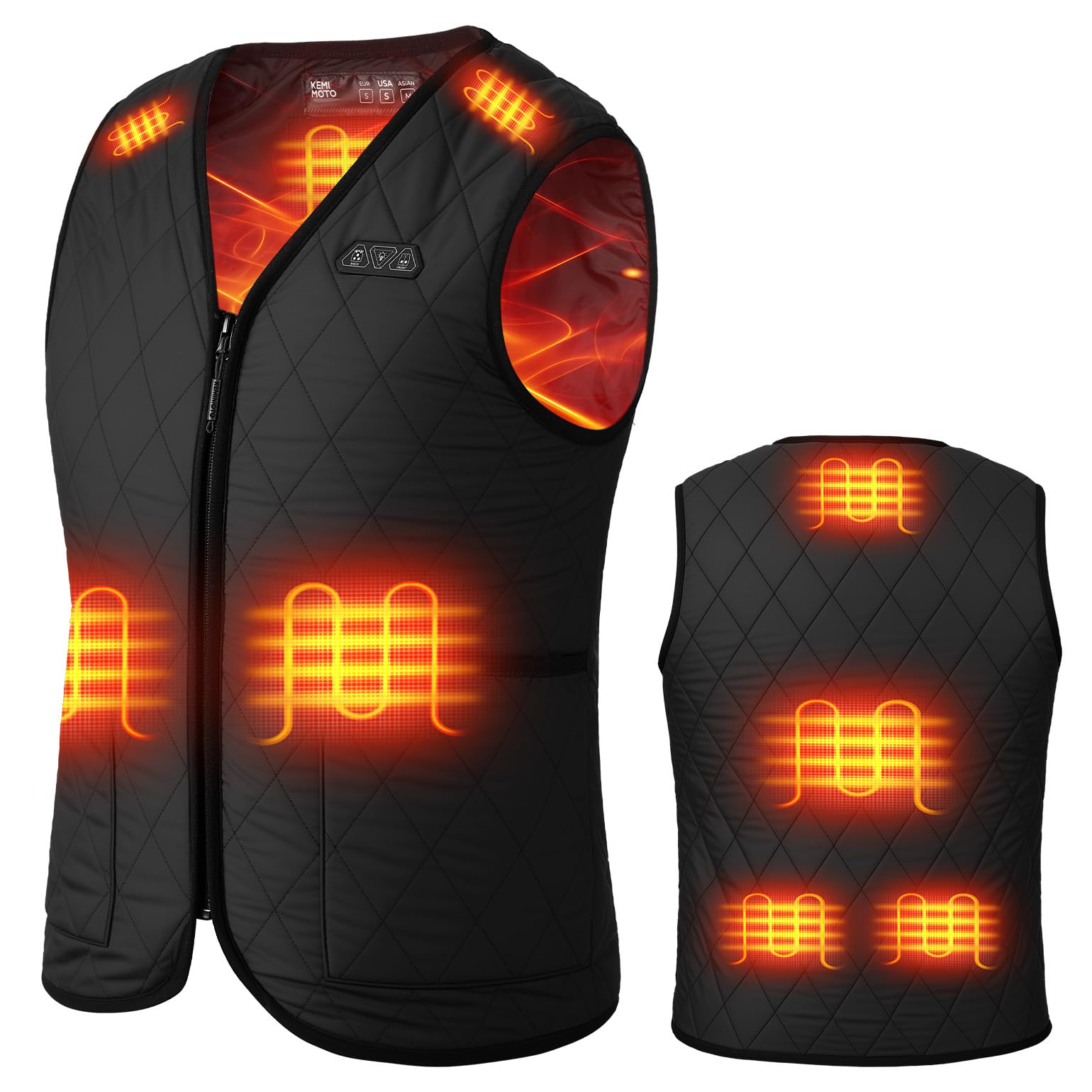 KEMIMOTO Chaleco Calefactable Mujer, Control Dual con 8 Zonas de Calor, Chalecos Térmico Inteligente Diseño Cuello en V, 3 Niveles de Calor