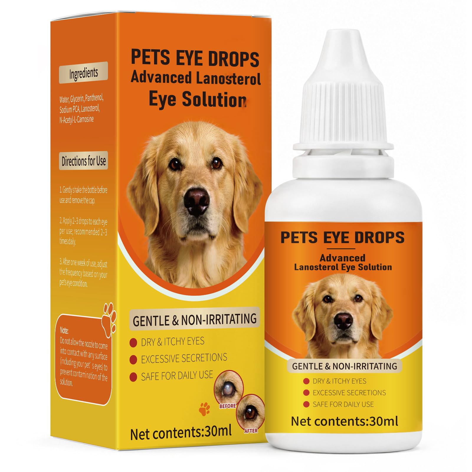 Pet Cataract Eye Drops for Eye Clarity 30ml, Dogs & Cats Eye Wash & Tear Stain Cleaner for Cloudy Eyes, Dry Eyes, Itchy Eyes & Irritation, Advanced Eye Lubricating Health Formula for Pets