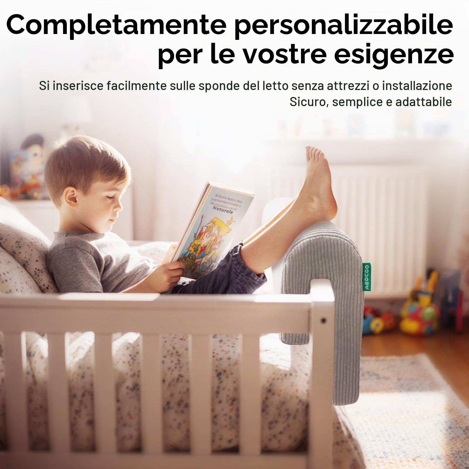 AEOCOO Protezione paracolpi per sponda letto, imbottitura per sponde del letto d'ospedale, protezione per letti a soppalco e letti a castello, in morbida memory foam, anti-urto, prevenzione delle