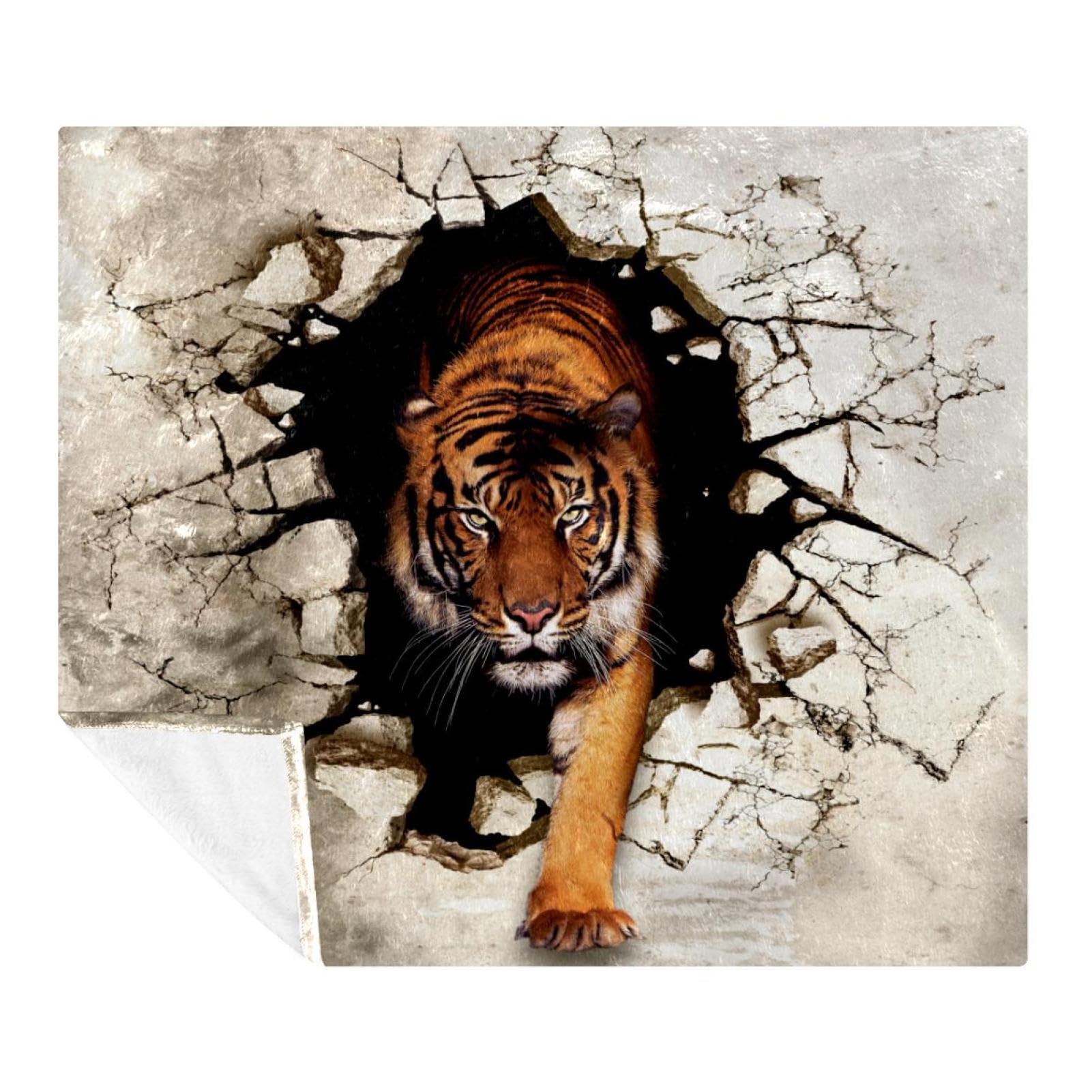 Couverture polaire tigre légère et compacte pour le voyage et le sofa