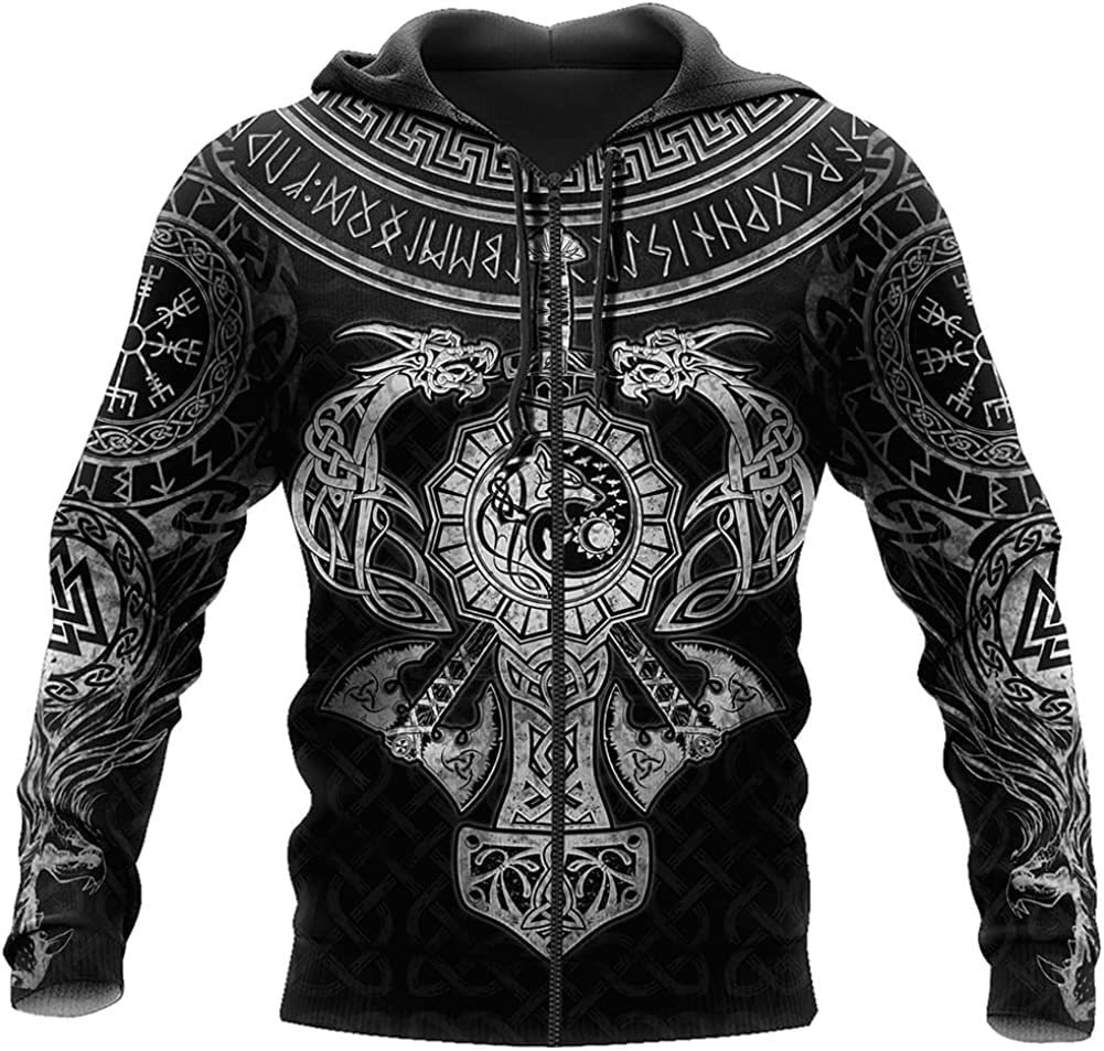 Wikingów bluzy z kapturem dla mężczyzn smok bluza z kapturem sweter z zamkiem błyskawicznym bluza z kapturem nowość bluza tatuaż wikingów sportowa kurtka streetwear