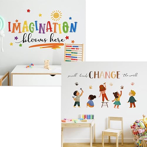 Mfault CalcomanĂas de pared con diseño de manos pequeñas que cambian el mundo, la imaginaciĂłn florece aquĂ, calcomanĂas de pared para sala de Mfault CalcomanĂas de pared con diseño de manos pequeñas que cambian el mundo, la imaginaciĂłn florece aquĂ, calcomanĂas de pared para sala de