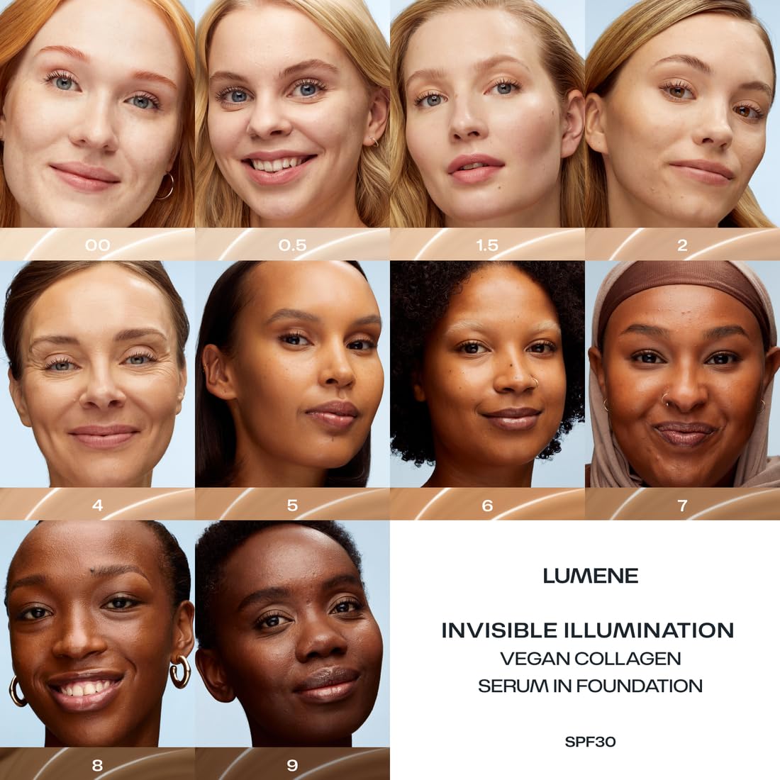 Base de maquillaje con sérum tintado LUMENE Invisible Illumination | SPF 30 | Tono 08 | Cobertura ligera y luminosa | Con colágeno vegano y ácido hialurónico | Hidrata, ilumina y protege | 30 ml