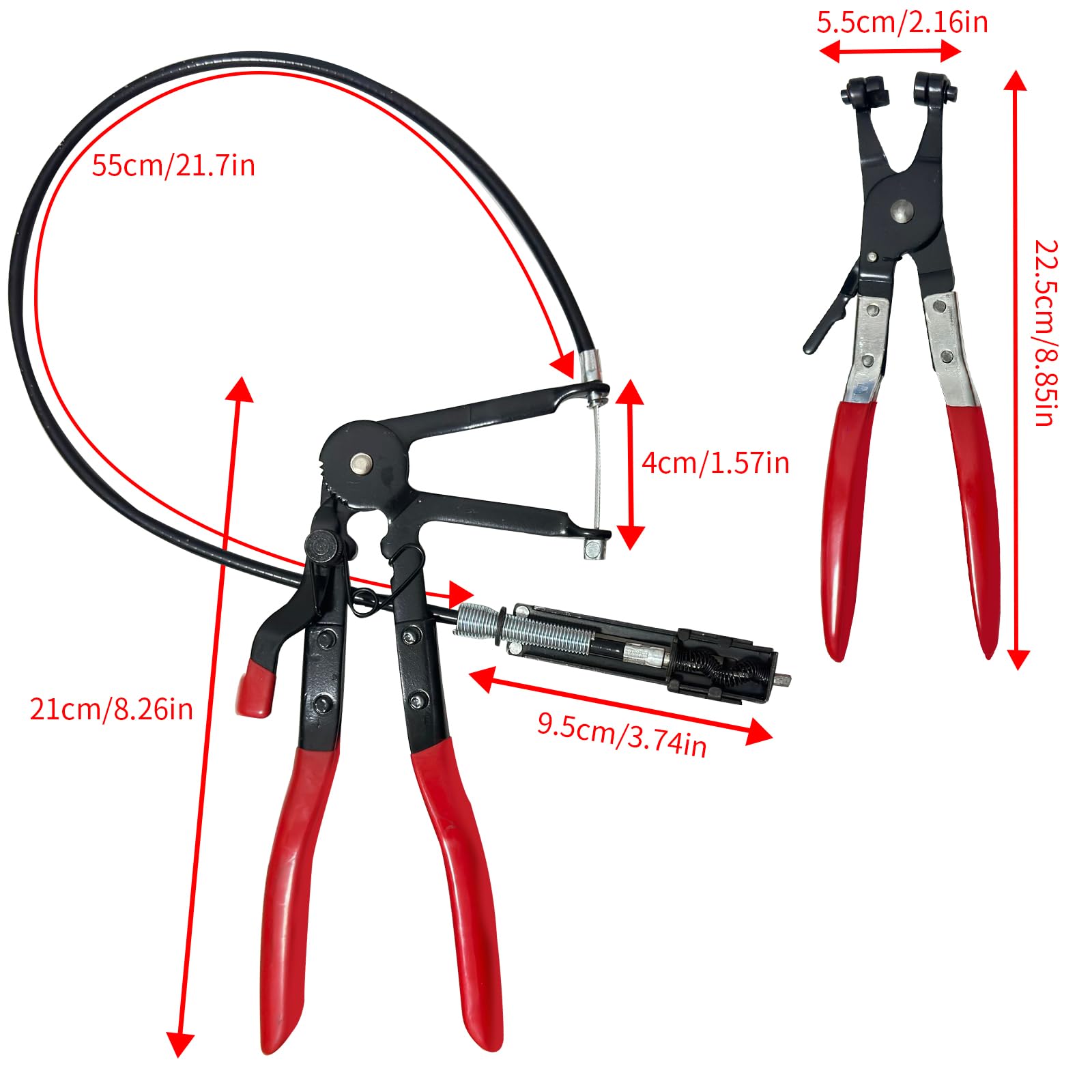 QOUBNIC Lot De 3 Pinces à Collier De Serrage Professionnelles - Pince à Ressort Col Droit 45° Flexible Pour Échappement, Eau, Huile - Outil Auto Réparation Voiture