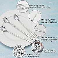 Vista 3 de Paquete de 8 cucharas de cóctel de mango largo de 9 pulgadas, cucharas de té helado de acero inoxidable para café y helado, cucharas para mezclar